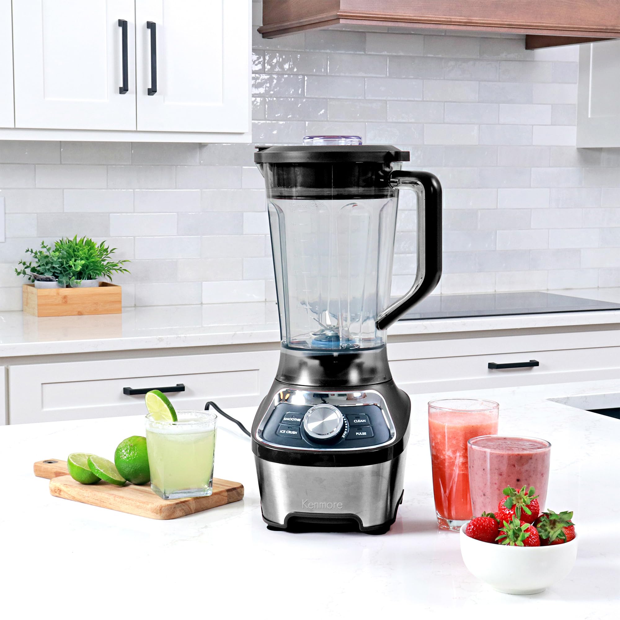 Kenmore Countertop Blender - 1000W Electric Mixer for Smoothies, Protein Shakes, Milkshakes & Purees | Ice Crush & Pulse Function | Dishwasher Safe Glass Pitcher | Perfect for Kitchen, Gym & Healthy Lifestyle | Black