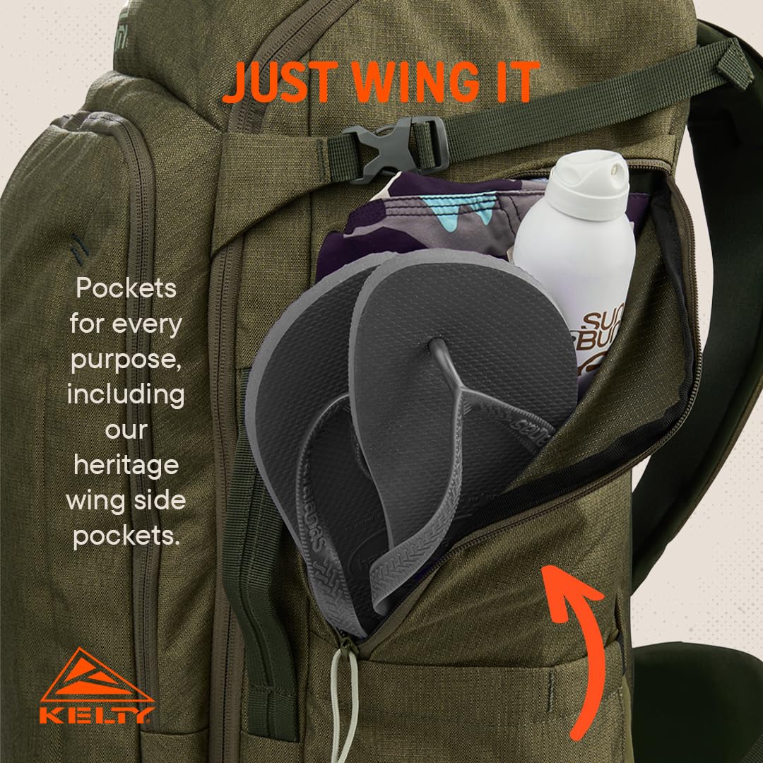 Kelty Redwing Traveler Backpack - 50L Lightweight Hiking Backpack for Men & Women, Durable Travel Pack for Adventure, Camping & Outdoor Activities (Burnt Olive/Black)