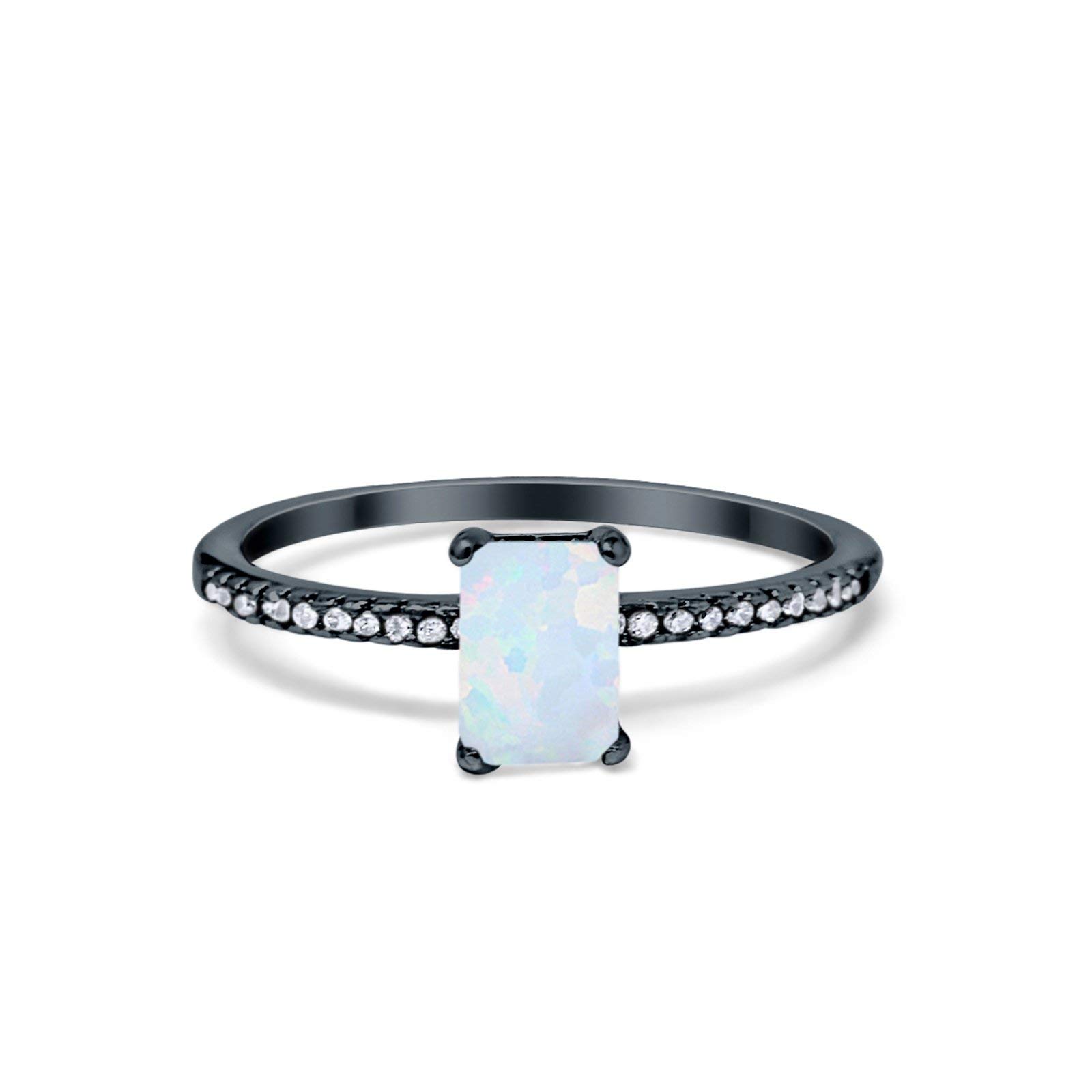 Blue Apple Co. Art Deco Radiant Cut Wedding Engagement Ring - 925 Sterling Silver Round Cubic Zirconia for Women - Perfect for Proposals, Anniversaries & Special Occasions