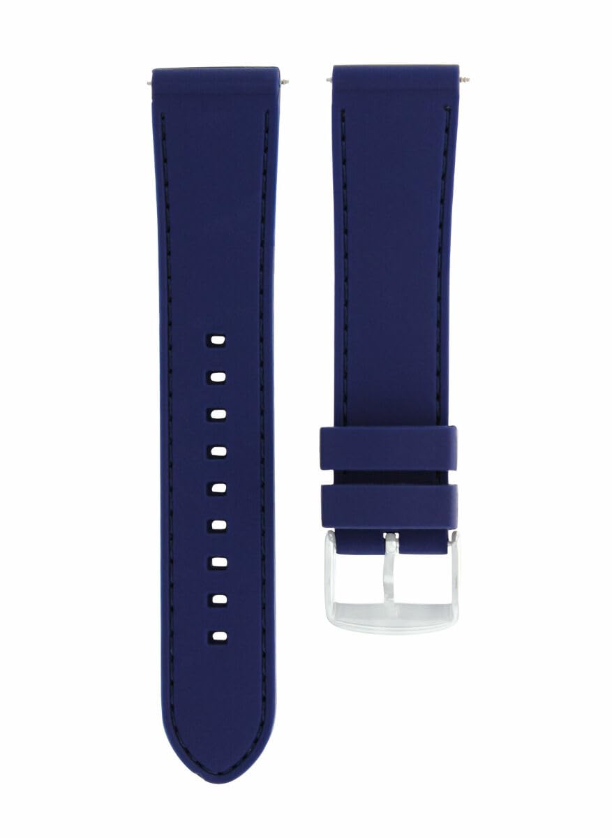 20mm Blue Rubber Watch Band Strap Compatible with Baume & Mercier Capeland 8502 BM 65405 - Durable & Waterproof Replacement Strap for Swimming, Diving & Outdoor Activities