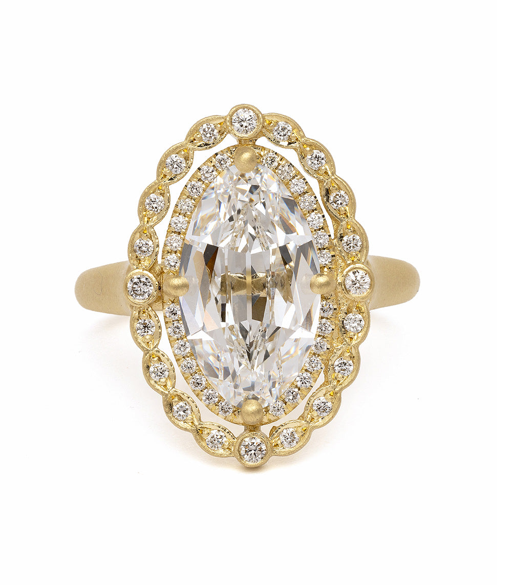 Lab Grown Diamond Engagement Ring - Antique Style Moval Cut for Women | Unique Vintage Wedding Jewelry Gift for Brides & Fiancées
