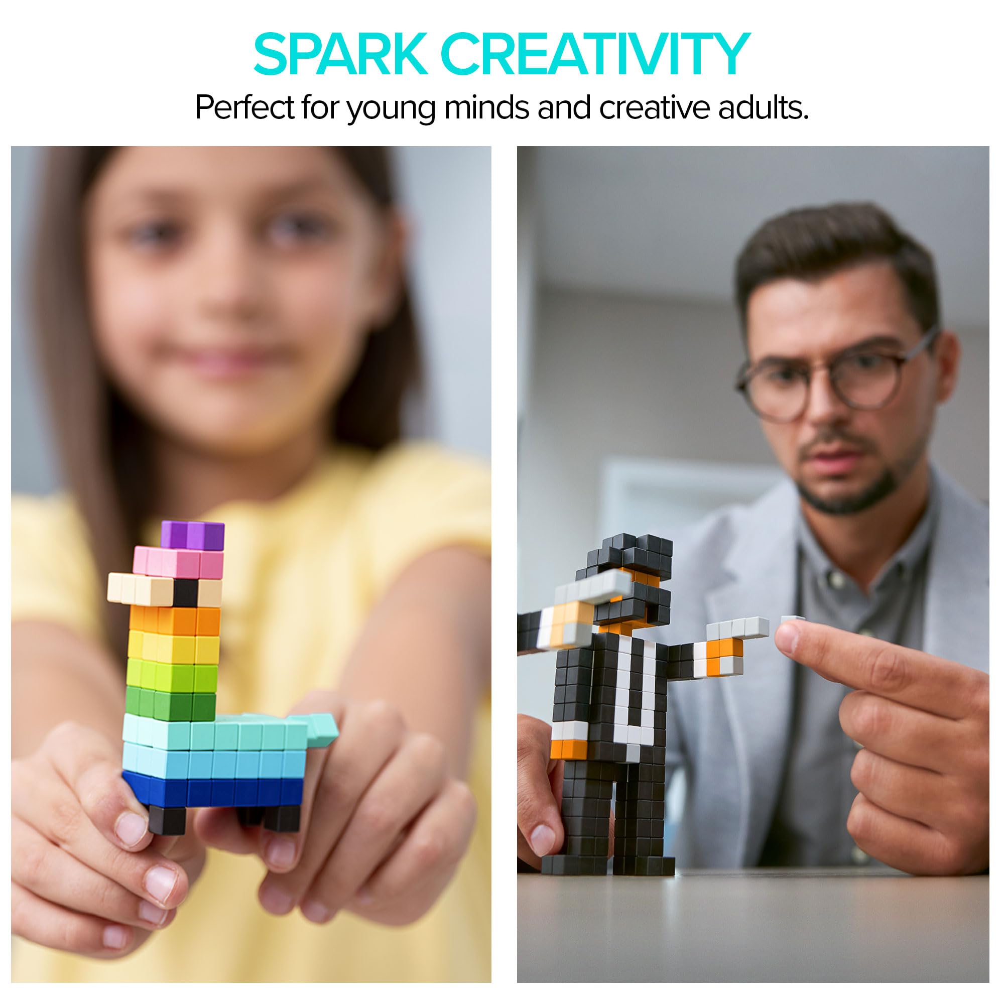PIXIO PIXOPLASMA Magnetic Building Blocks - 60pcs Pixel Art Style STEM Toys with Free App, 5/16