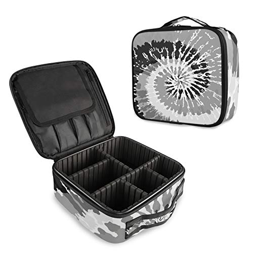 Black & White Tie Dye Large Makeup Bag for Women - Train Toiletry Storage Case, Portable Zipper Pouch for Cosmetics, Coins & Travel Essentials | Perfect for Travel, Gym & Daily Organization