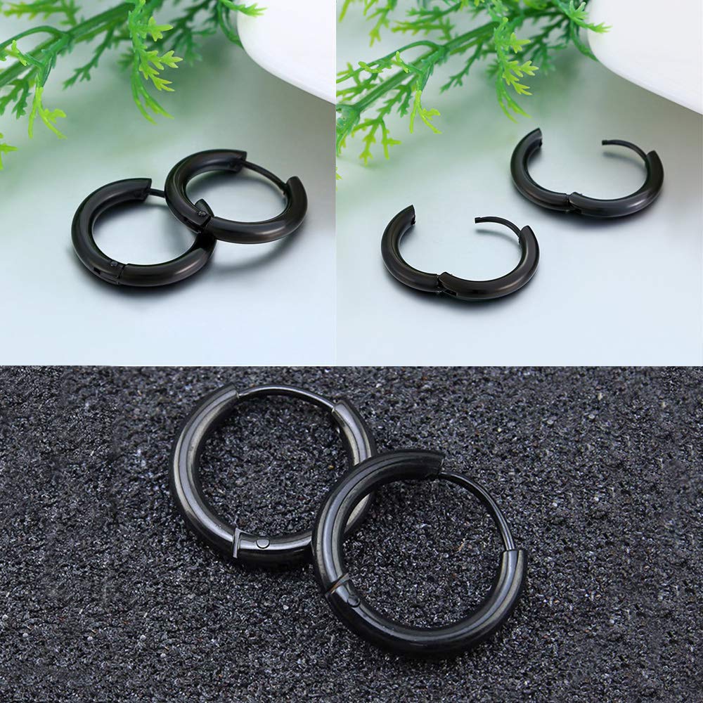 316L Surgical Stainless Steel Huggie Hoop Earrings - 6mm 8mm 10mm 11mm 12mm 14mm Hypoallergenic Cartilage Helix Earrings - Hinged Sleeper Hoops for Men & Women - Perfect for Daily Wear, Work & Special Occasions
