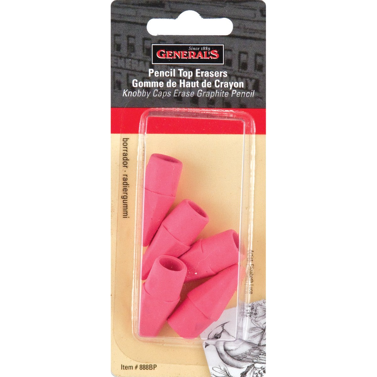 Pink Pencil Eraser Caps 5-Pack for School & Office Use