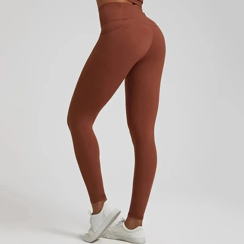 Seamless Nude Yoga Pants for Women - 3 Pocket High Waisted Gym Leggings with Push Up Effect | Perfect for Workouts, Running & Lounge Wear