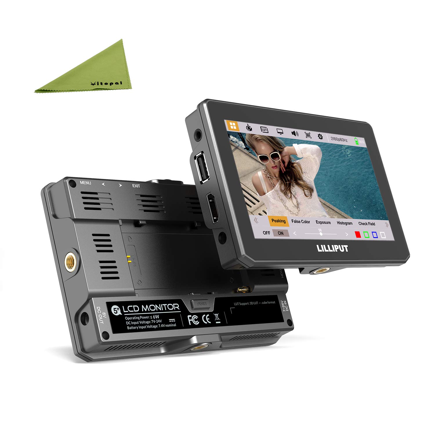 Lilliput T5 5 Inch Full HD Touchscreen On-Camera Monitor with HDMI 2.0, HDR & 3D LUT Support - Perfect for DSLR Filmmaking, Video Production & Live Streaming