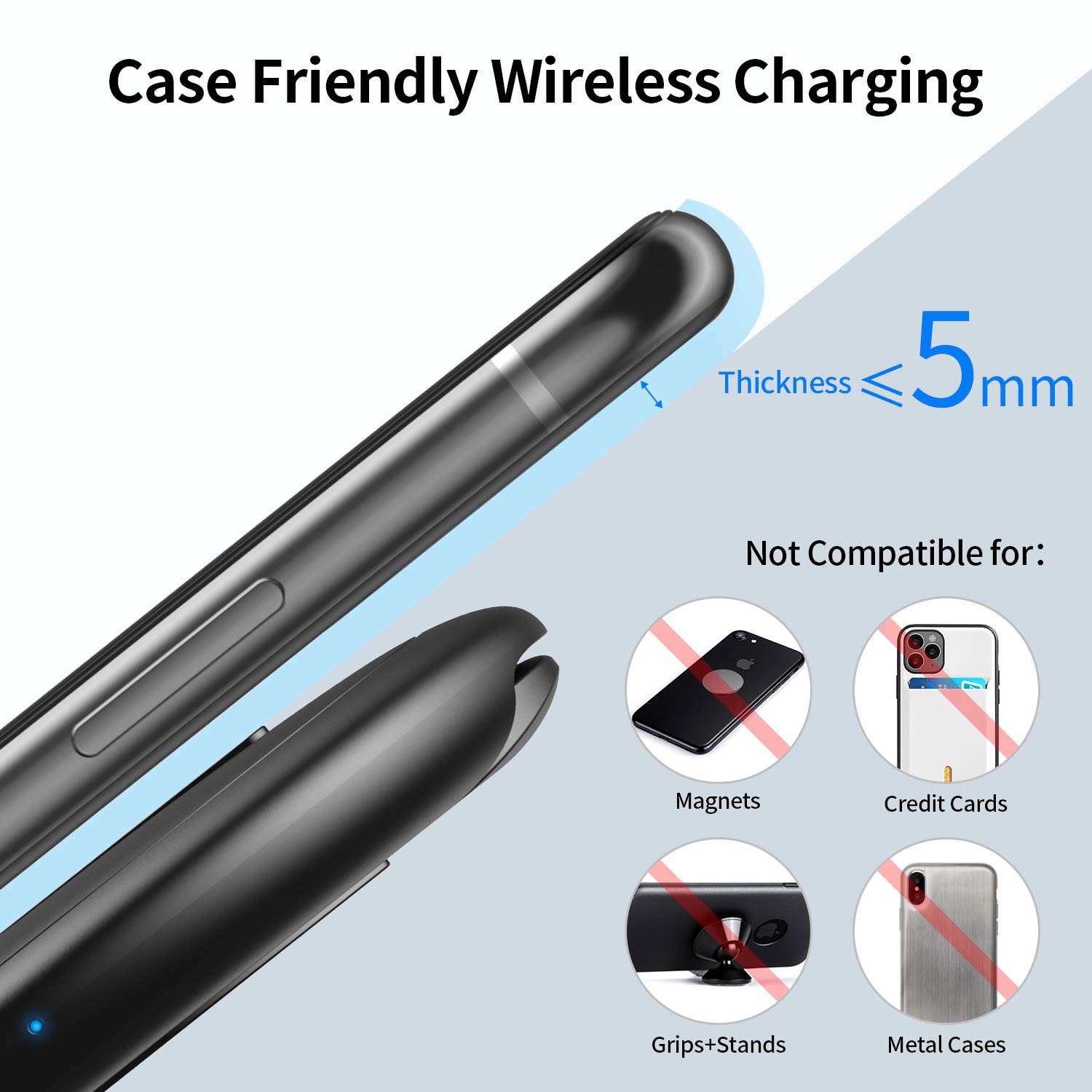 Nalwort 2-in-1 Wireless Charger Stand for iPhone 15/14/13/12/11, Apple Watch 6/SE/5/4/3/2/1 & AirPods - Qi Fast Charging Station (No Adapter Included) | Perfect for Bedside, Office & Travel Charging