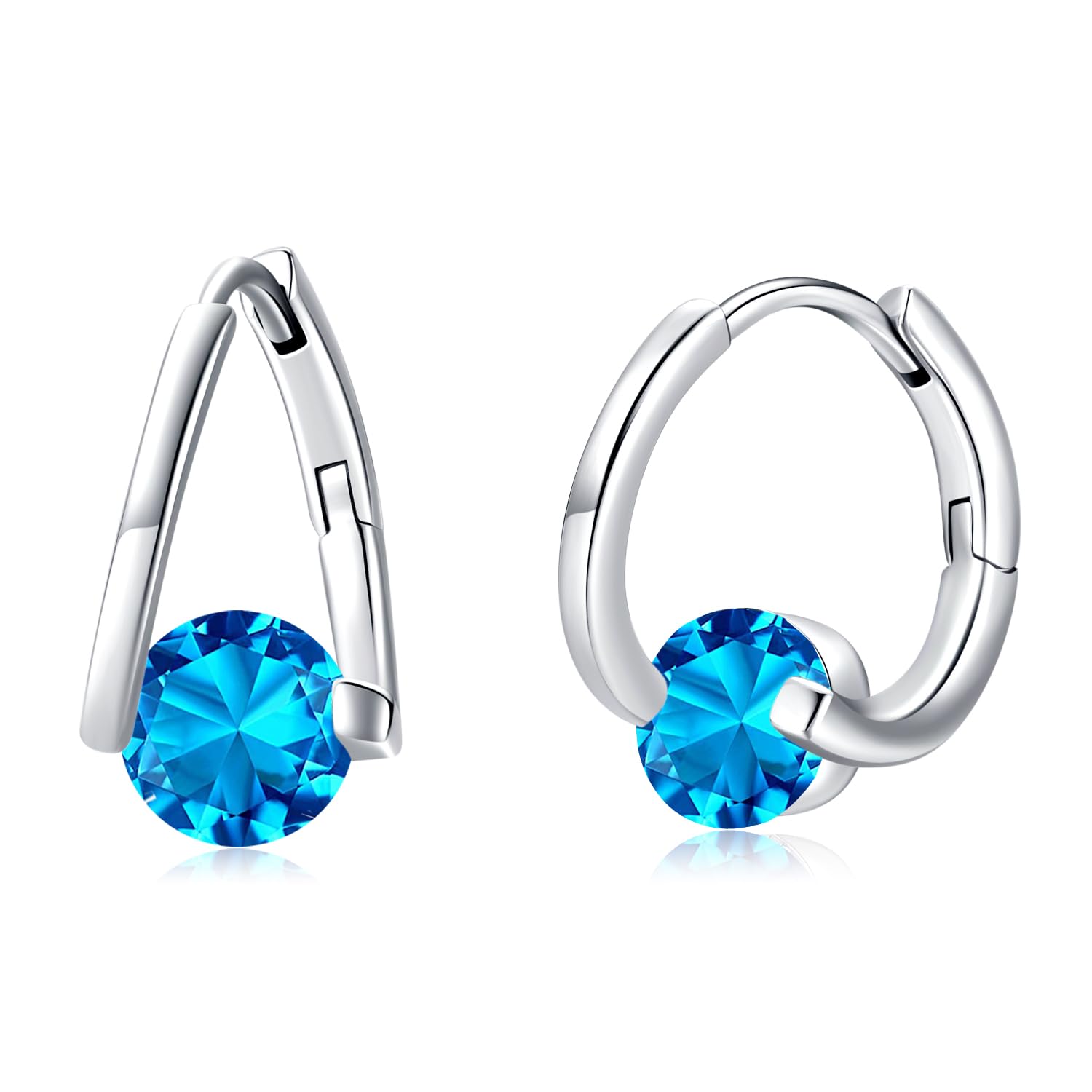 Birthstone Hoop Earrings for Women & Girls - 925 Sterling Silver Hypoallergenic Jewelry - Perfect Gift for Sensitive Ears | Ideal for Birthdays, Anniversaries & Everyday Wear