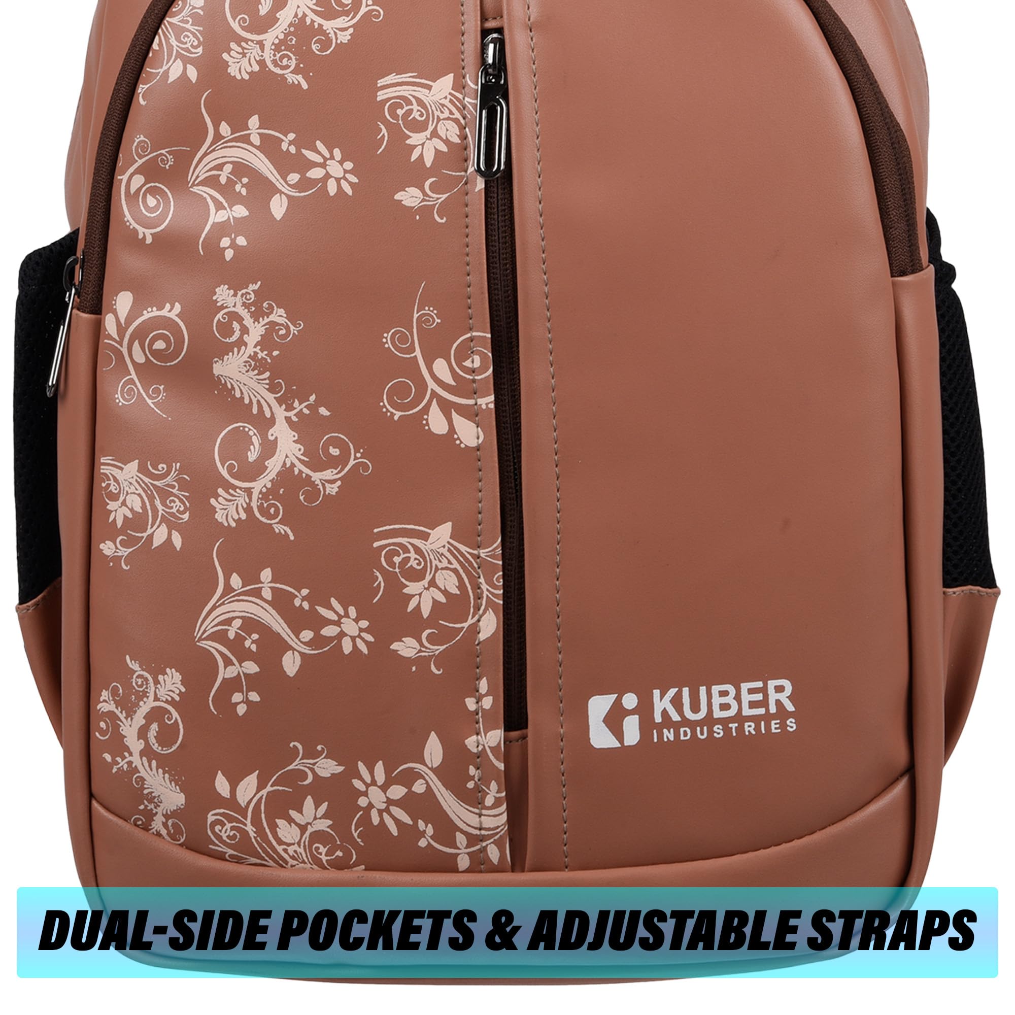 Kuber Industries 20L Kids Backpack - 3 Compartment School Bag for Boys & Girls, Lightweight College Backpack with Half Print Design (Beige) - Perfect for School, Travel & Daily Use
