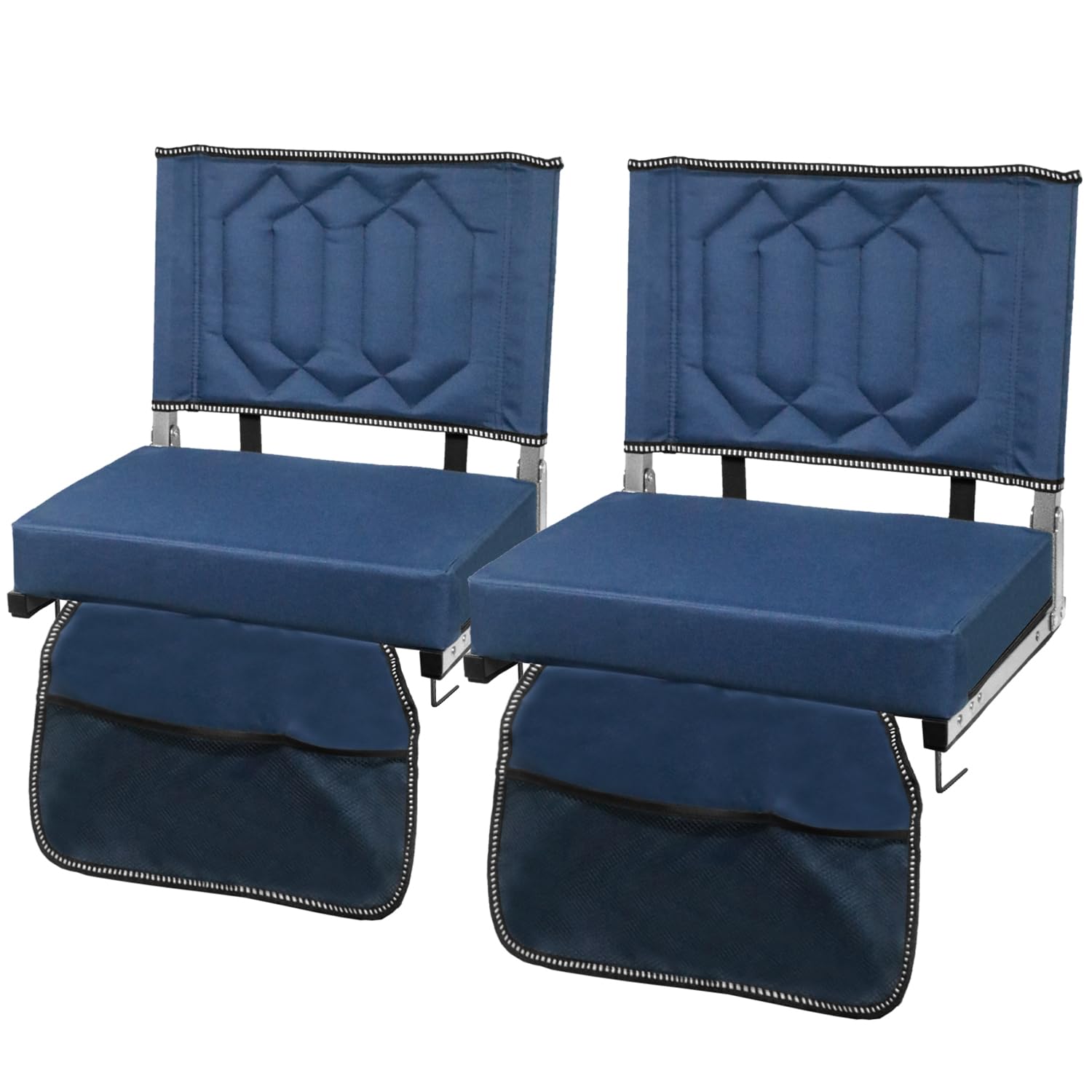 Portable Folding Stadium Chair with Back Support & Cushion - Wide Bleacher Seats with Shoulder Strap, Carry Handle & Storage Pockets - Perfect for Sports Games, Concerts & Outdoor Events