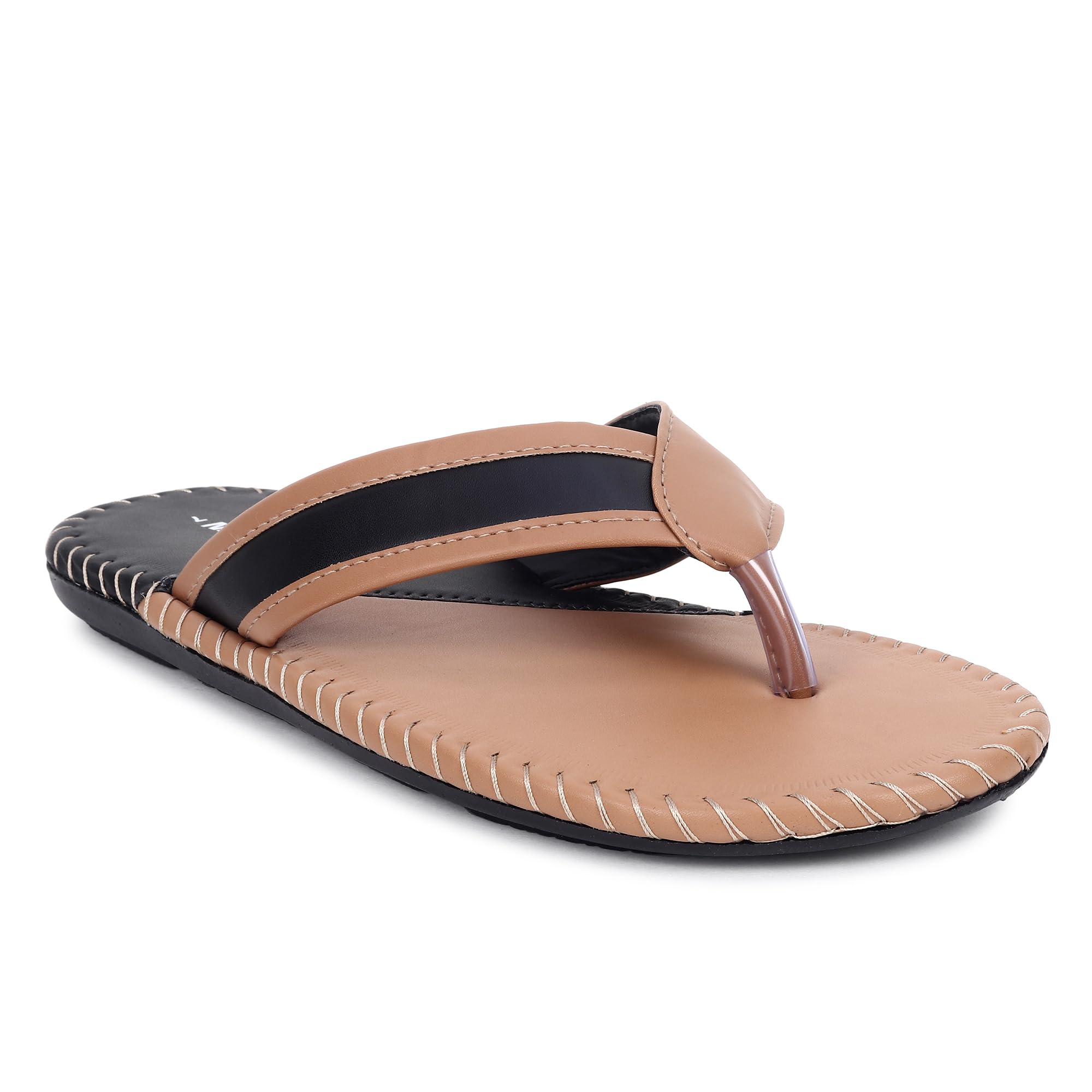 JOREN Men's Classic Synthetic Leather Slippers | Lightweight Comfortable Flip Flops with PVC Sole for Boys & Men | Size 10 Olive Green | Perfect for Home, Beach & Casual Wear