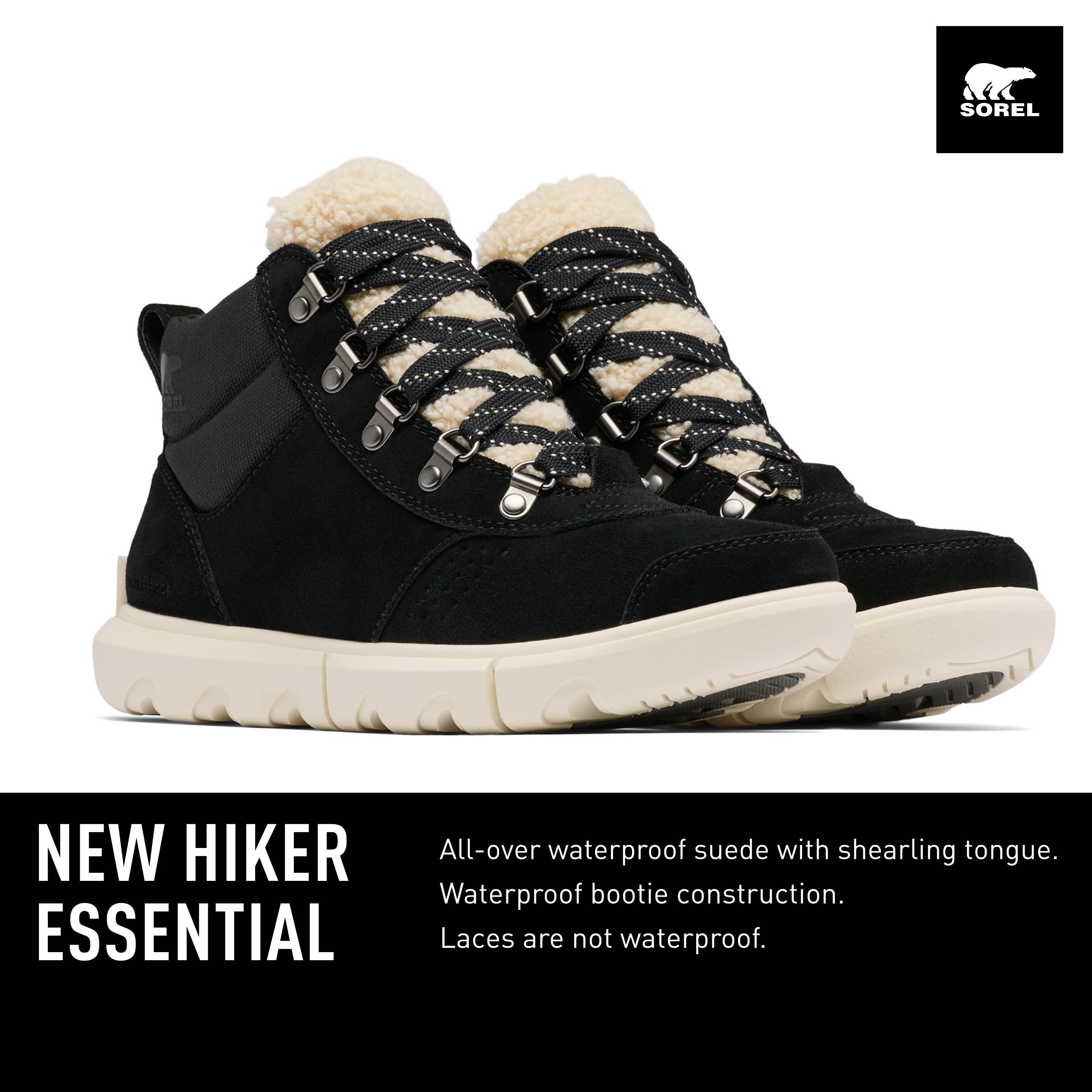 Sorel Explorer Next Hiker Ankle Boots for Women - Waterproof Black Mid-Calf Hiking Boots for Outdoor Adventures & Winter Walking