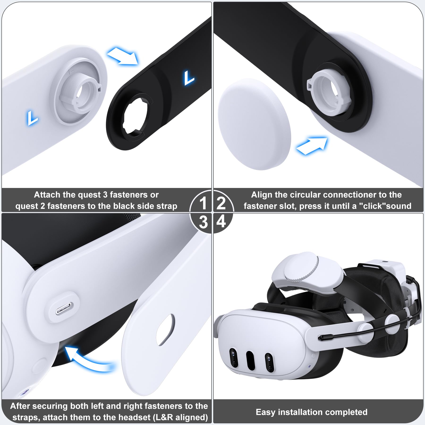 Meta Quest 3S/3/Quest 2 VR Head Strap with 7500mAh Battery - Adjustable Elite Strap for Enhanced Support & Comfort, Detachable Battery Pack Extends Playtime | Perfect for Long Gaming Sessions, VR Fitness & Immersive Entertainment