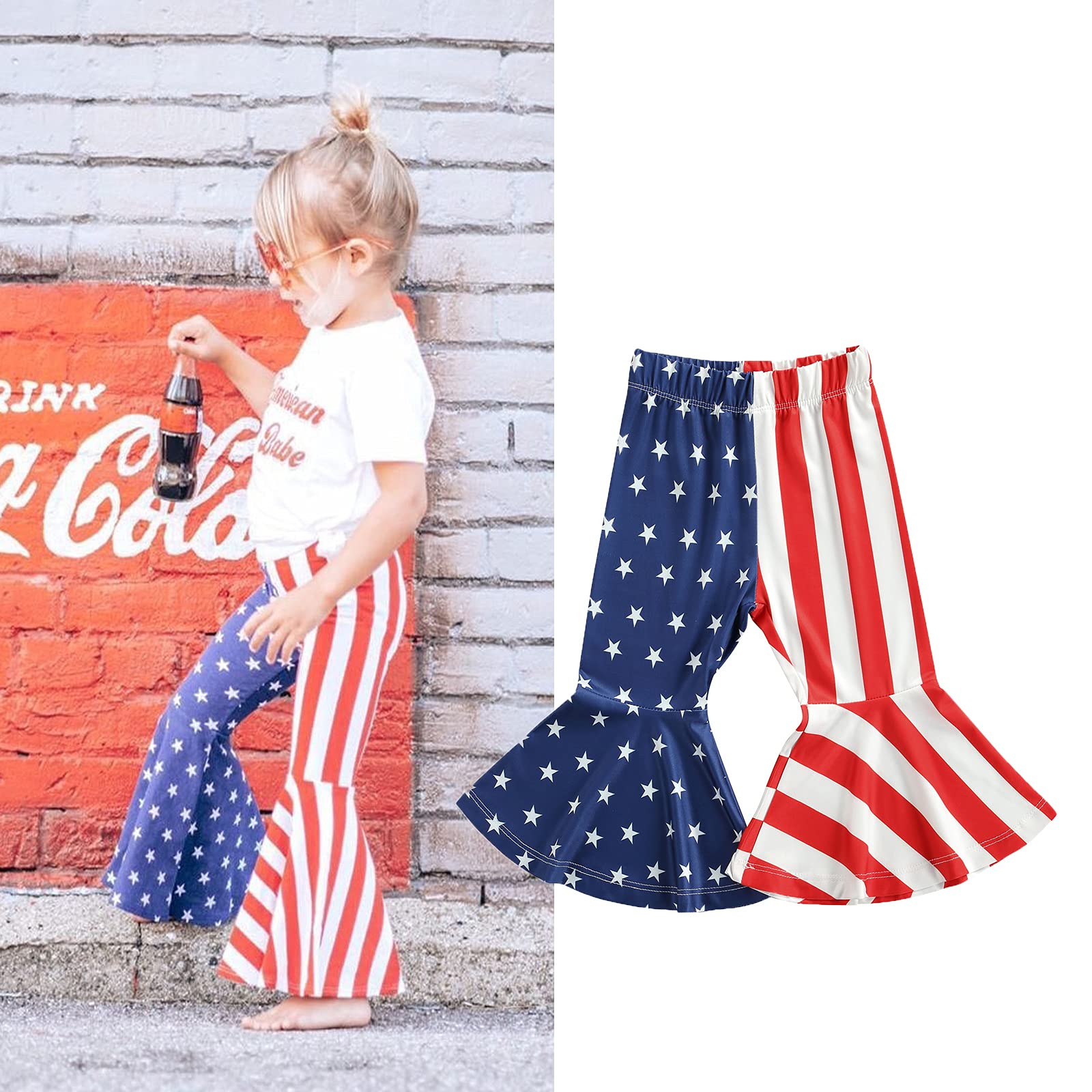 Toddler Baby Girl Bell Bottom Flare Pants with Ruffles - Soft Cotton Stretchy Leggings for Playtime & Dress Up