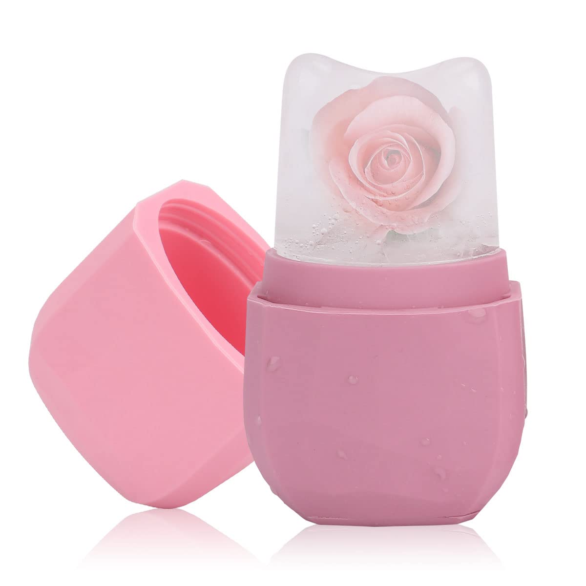 Ice Roller for Face and Eye - Upgraded Cooling Facial Massager for Puffiness, Dark Circles & Fine Lines | Gua Sha & Skin Care Tool with Silicone Ice Mould | Pink Beauty Ice Roller for Morning Routine & Post-Workout Recovery