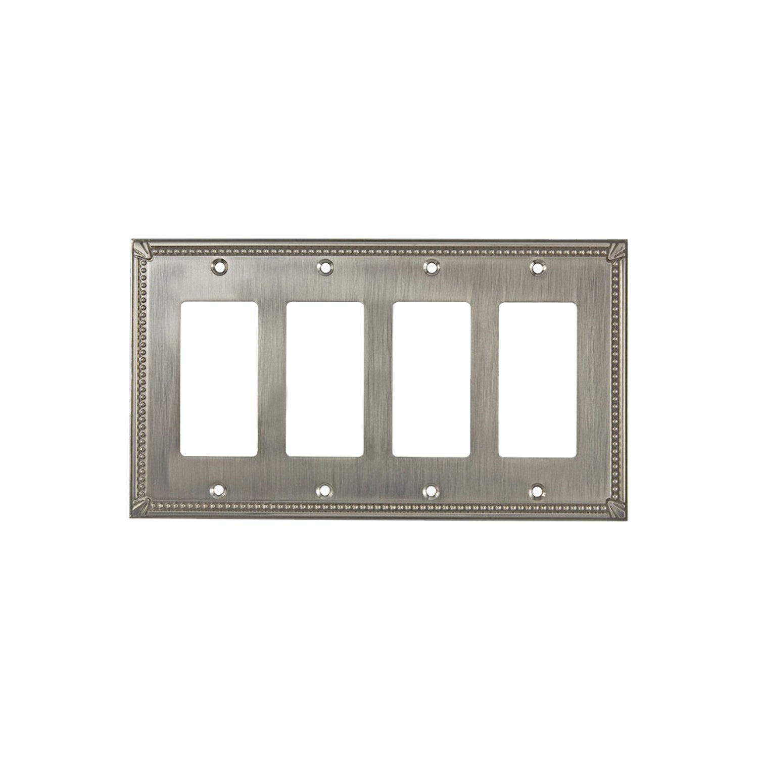 Rok Hardware 4 Gang Wall Light Switch Plate Cover - Brushed Nickel, Decora Rocker Toggle GFCI Compatible - Perfect for Living Rooms, Bedrooms & Home Offices