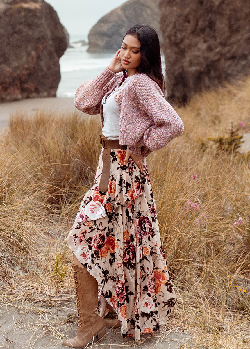 Devina Women's Flowy Midi Skirt in Cream - Elegant A-Line Design for Casual & Office Wear | Perfect for Spring & Summer Outfits