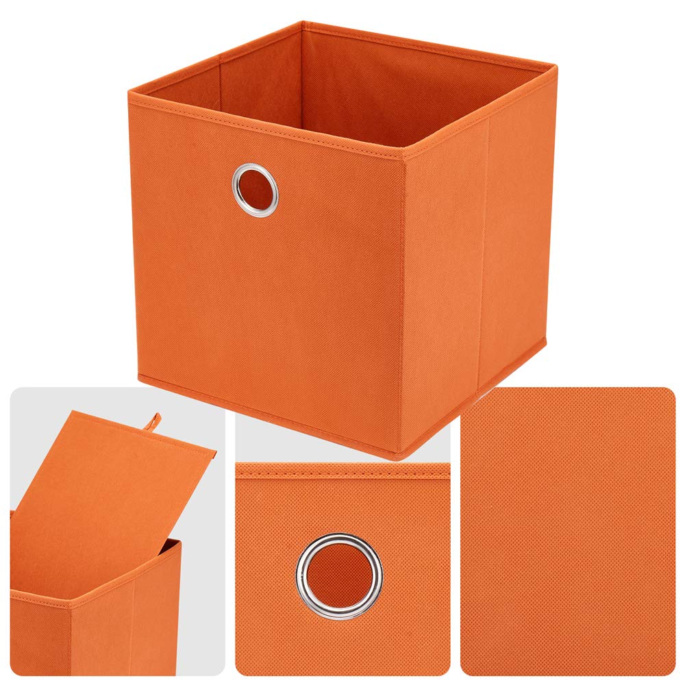 11x11x11 Inch Orange Fabric Storage Cubes | Foldable & Collapsible Organizer Bins for Closet, Shelves & Office | Perfect for Home, Dorm & Kids Room Organization (QY-SC20-3)