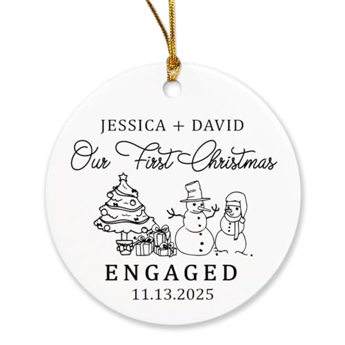 Snowman Our First Christmas Engaged Ornament