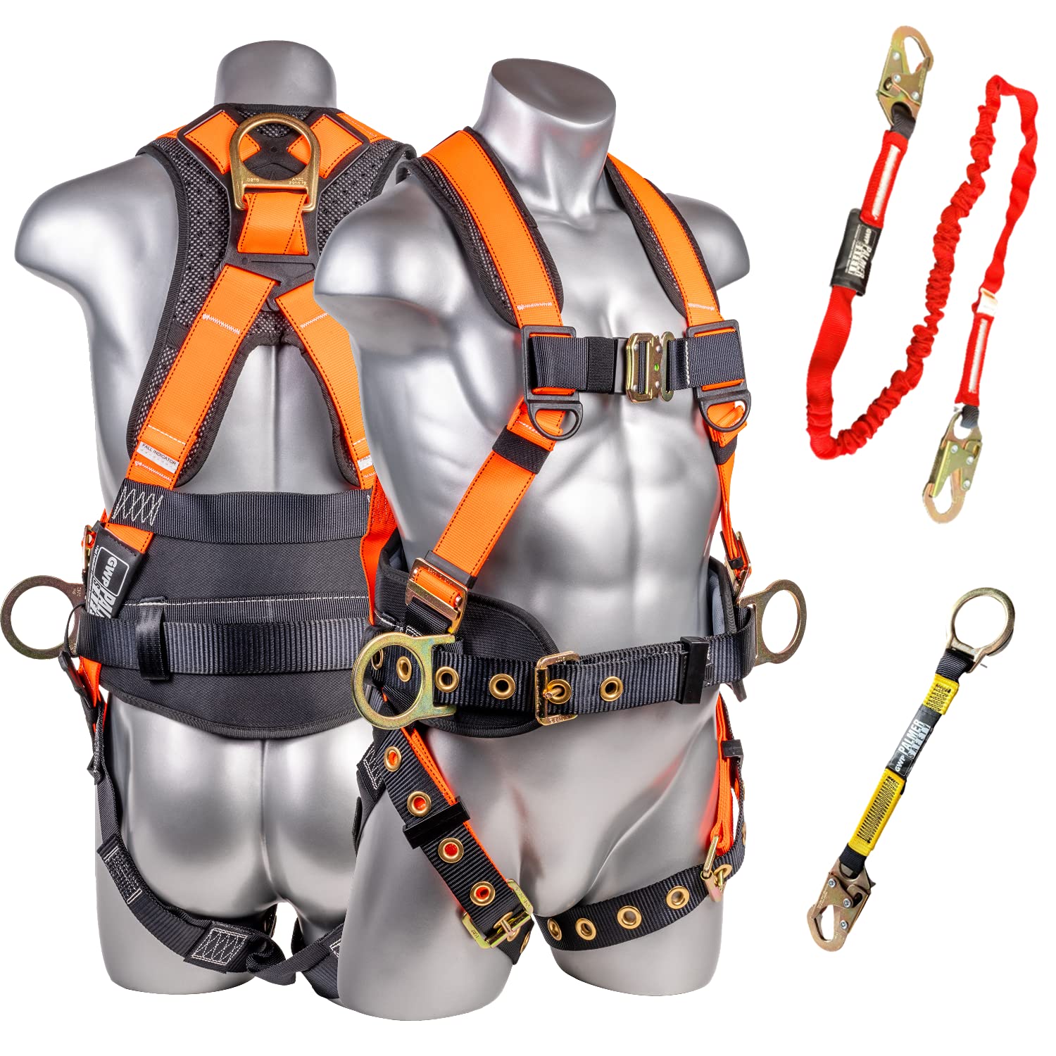 Palmer Safety Fall Protection Harness Kit - Hammerhead Series with Premium Harness, Lanyard & D-Ring Extender | OSHA Compliant Safety Gear for Construction, Roofing & Industrial Work
