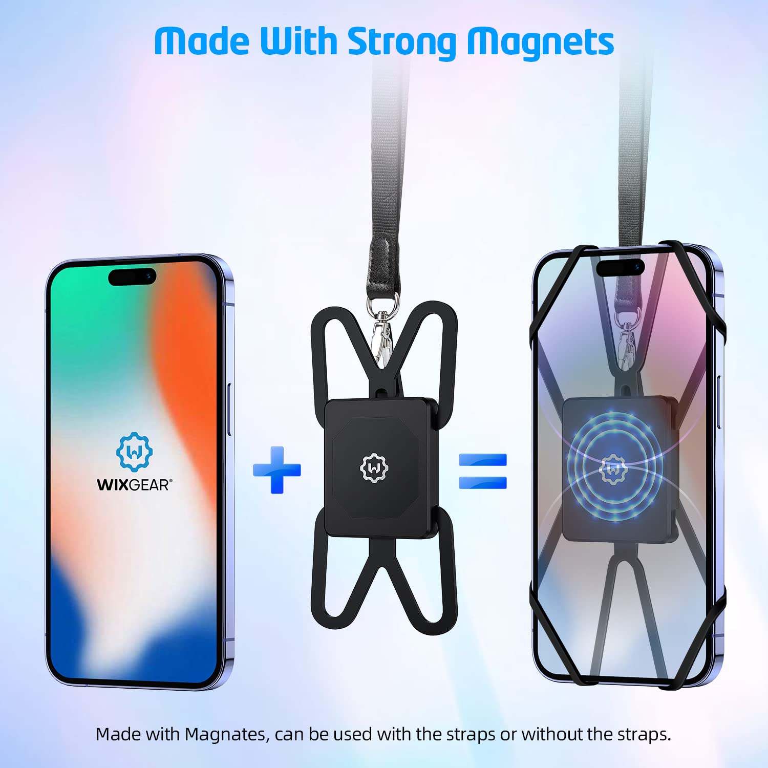 WixGear Magnetic Phone Lanyard Holder - Adjustable Silicone Neck Strap with Strong Magnetic Grip for iPhone 15/14/13, Samsung Galaxy S23/S22, Pixel 7/6 - Hands-Free Convenience for Running, Travel, Work & Outdoor Activities