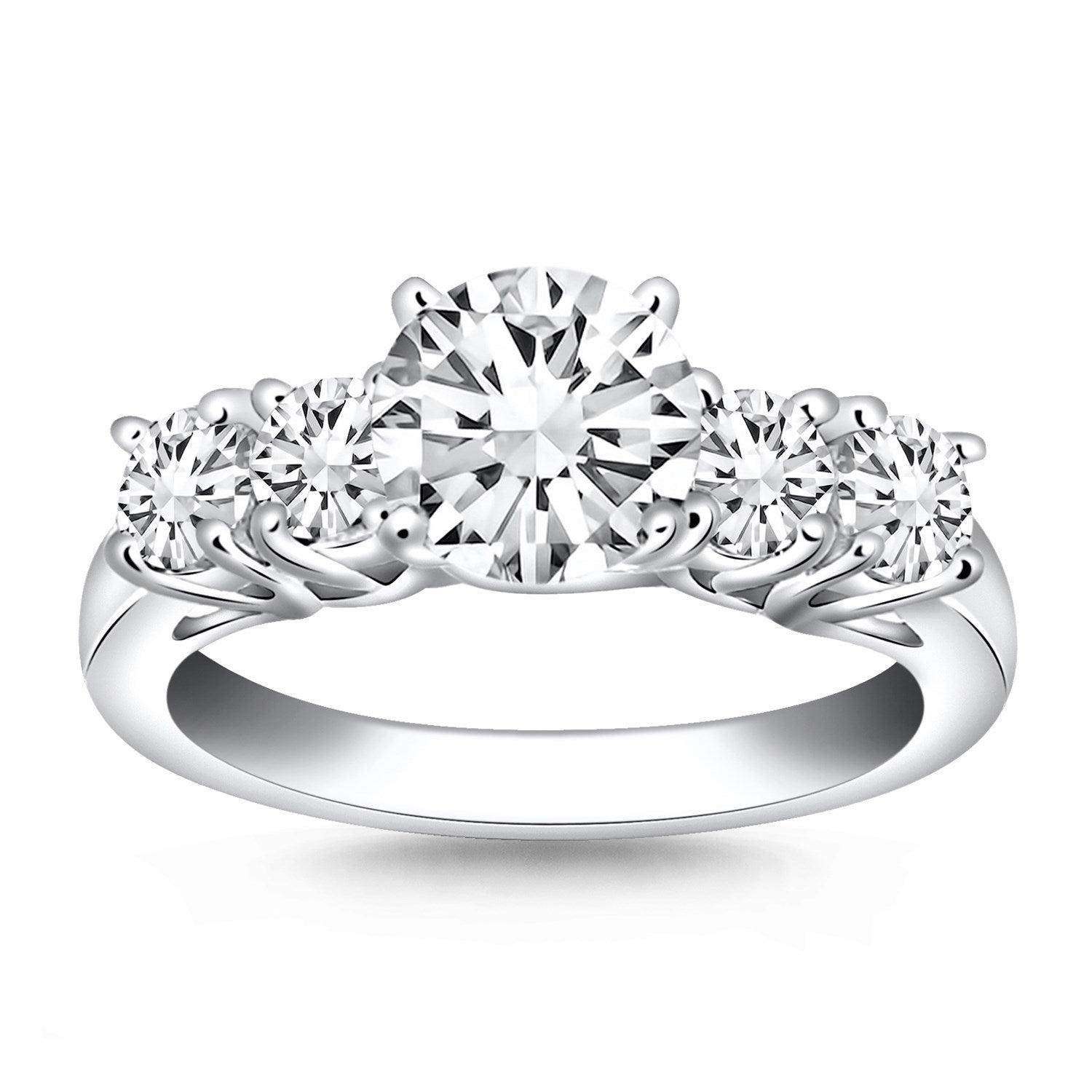14K White Gold Five Stone Diamond Trellis Engagement Ring for Women - Elegant Wedding Band, Anniversary Gift, Promise Ring for Her - Perfect for Proposals, Bridal Jewelry & Special Occasions