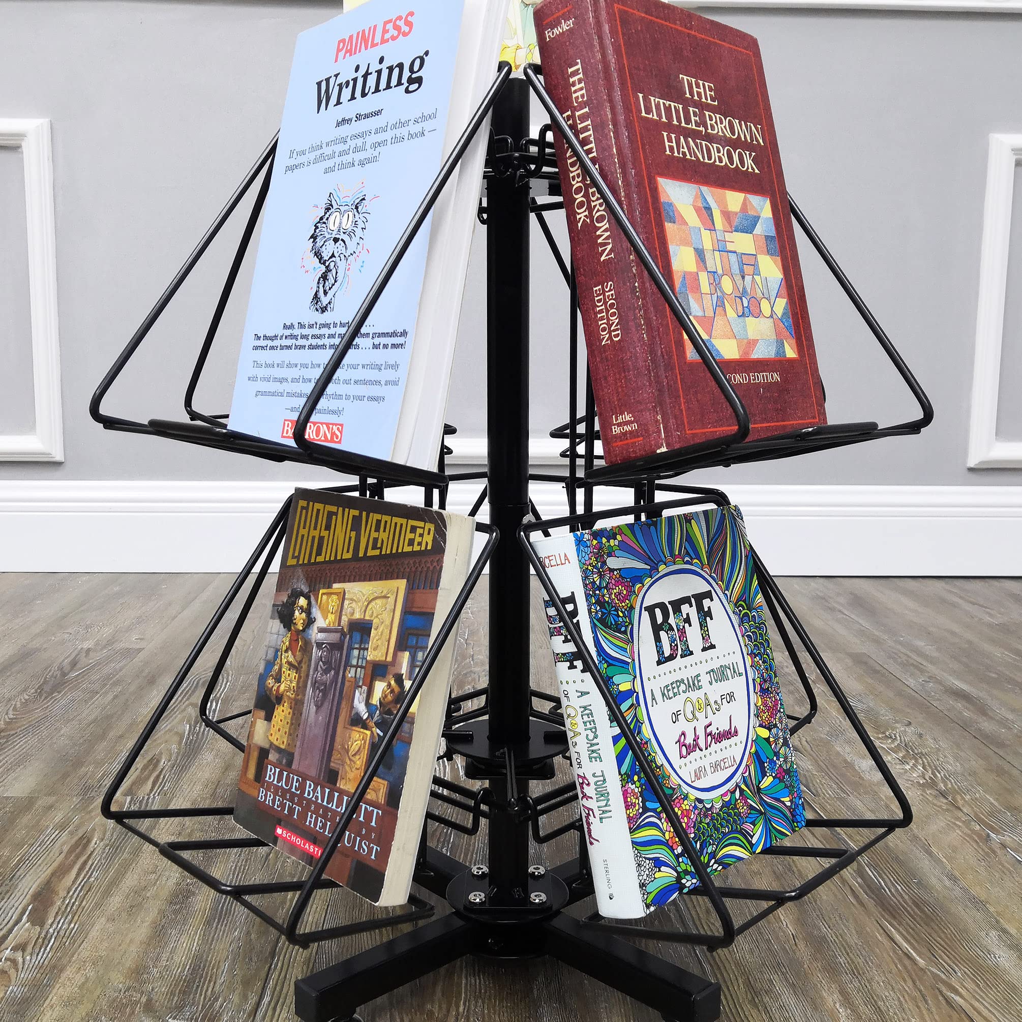 FixtureDisplays® 8-Pocket Rotating Display Stand for DVDs, Books, CDs, Postcards & Greeting Cards - Compact 6.54