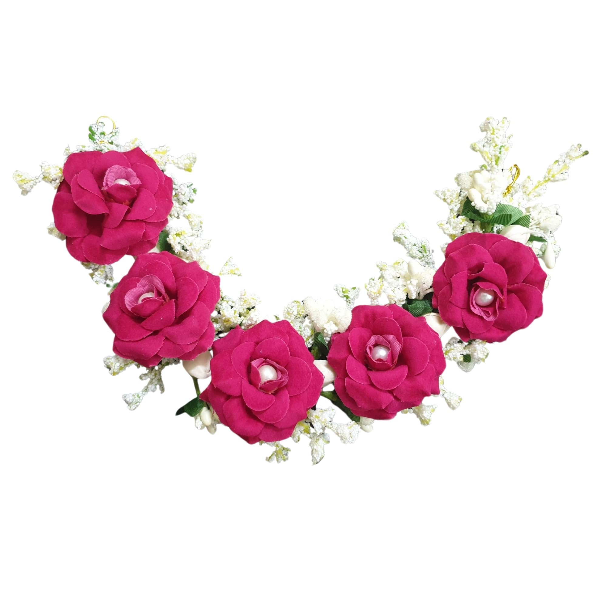 ANVIK Artificial Rose Flower Hair Bun Gajra - Bridal Wedding Hair Accessory for Women (Rani Pink) | Perfect for Bridal Parties, Weddings, and Special Occasions