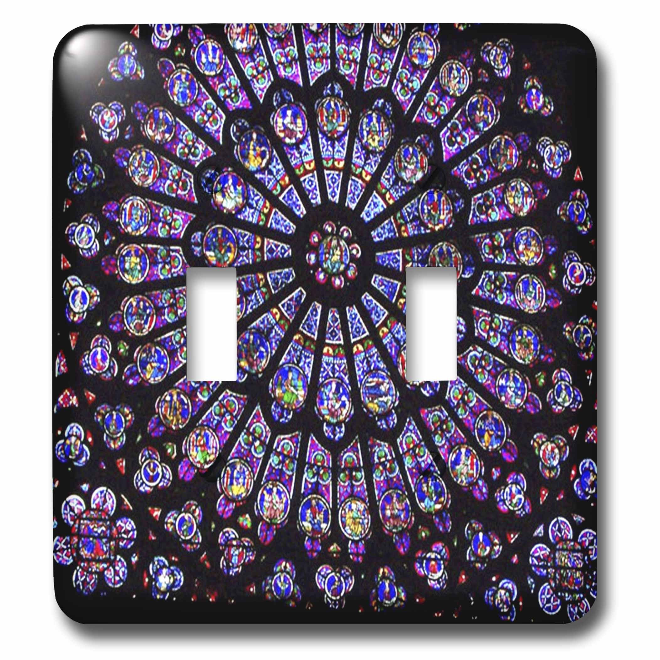 3D Rose Notre Dame Cathedral Stained Glass Toggle Switch Cover - Decorative Light Switch Plate for Home, Office & Gifts | Vintage Church Art Design for Bedroom, Living Room & Kitchen Decor
