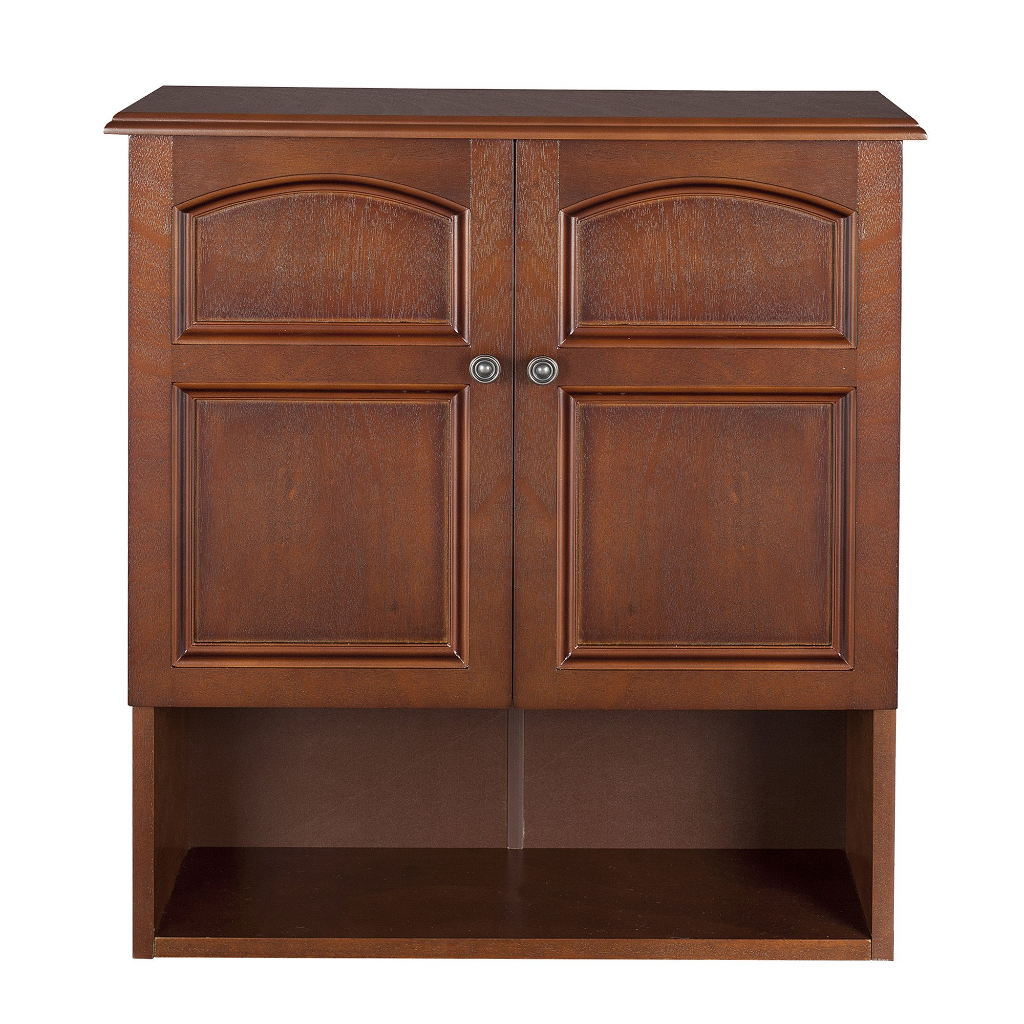 Antique Mahogany 2-Door Wall Mount Toilet Cabinet for Bathroom Storage