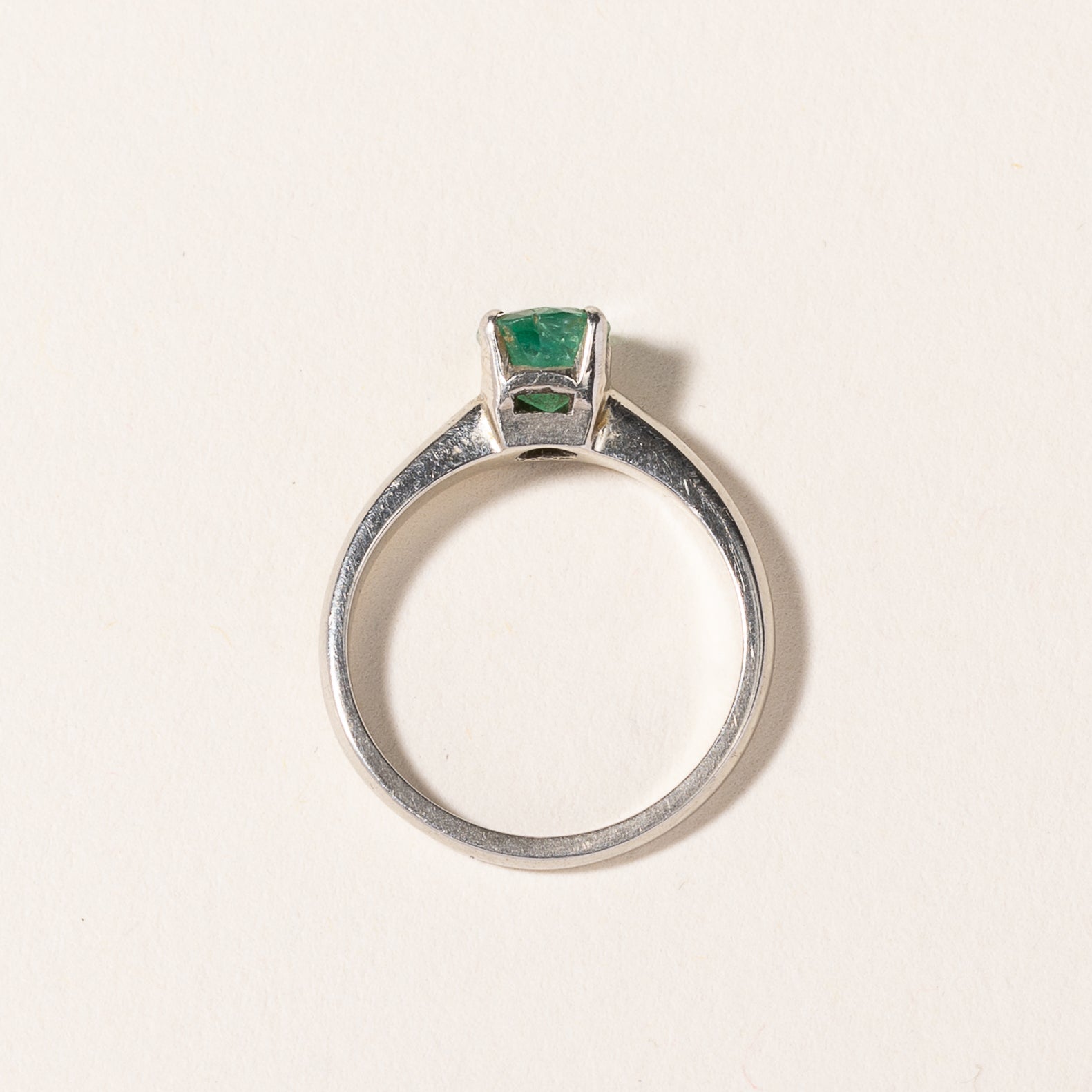 18K White Gold Emerald Ring - 0.64ct Natural Emerald Solitaire Ring - Size 5 - Perfect for Engagement, Anniversary & Special Occasion Gifts