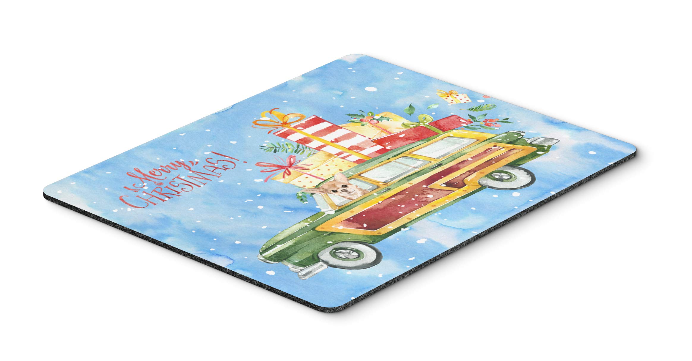 Merry Christmas Chihuahua Mouse Pad & Hot Pad - Washable Large Mouse Mat for Home Office, Gaming, Computer & Laptop Use - Perfect Holiday Gift & Desk Accessory for Christmas Decorations