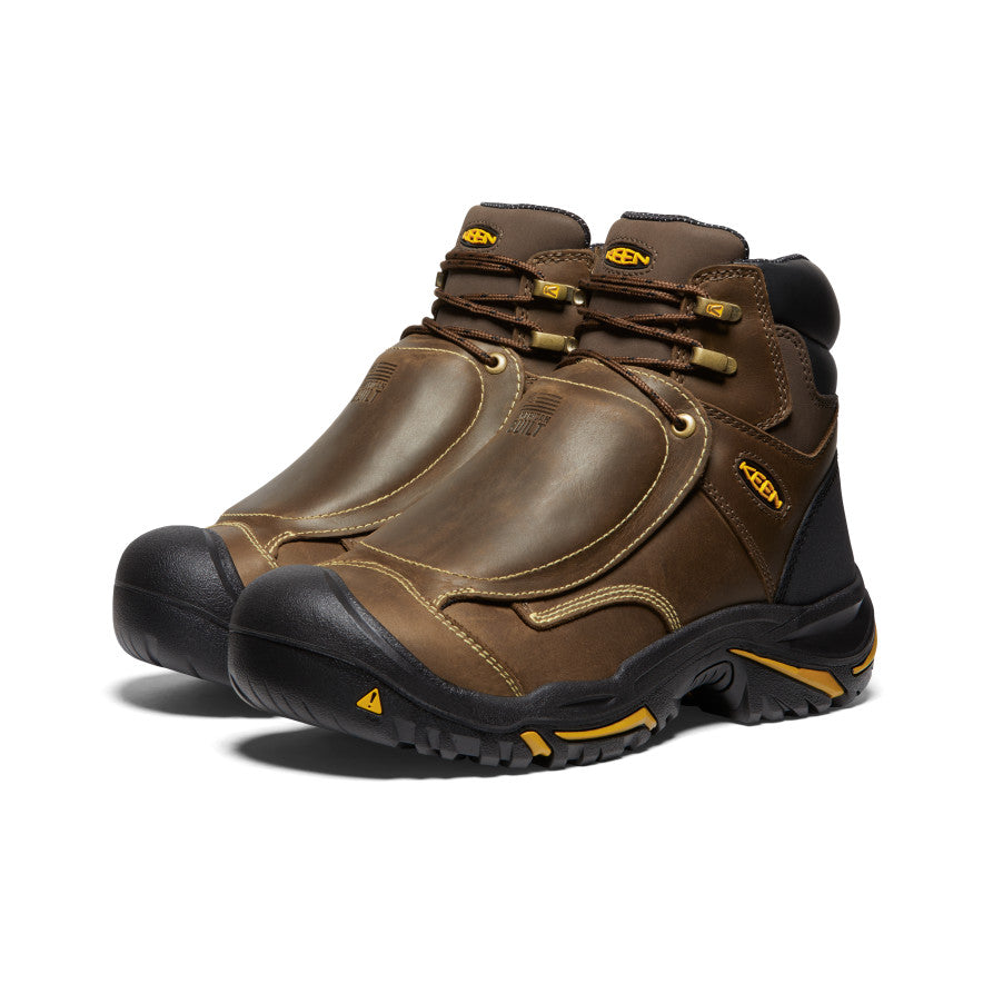 Waterproof Steel Toe Work Boots for Men - Mt Vernon 6 MET Safety Boots in Cascade Brown | Durable Construction & Slip Resistant for Outdoor Work, Hiking & Heavy Duty Jobs