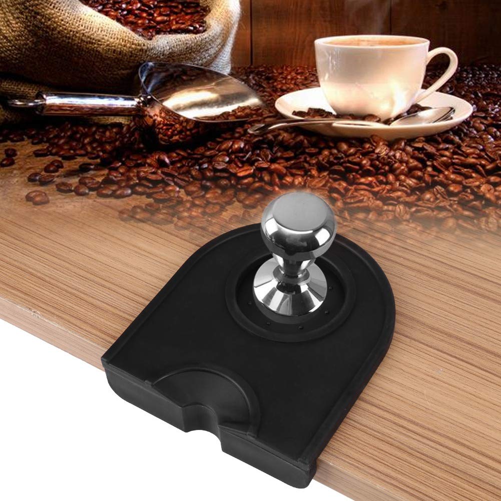 Non-Slip Silicone Coffee Tamper Mat - Anti-Skid Espresso Tamper Holder Pad for Semi-Automatic Coffee Machines (Black) | Perfect for Baristas & Home Coffee Brewing Stations