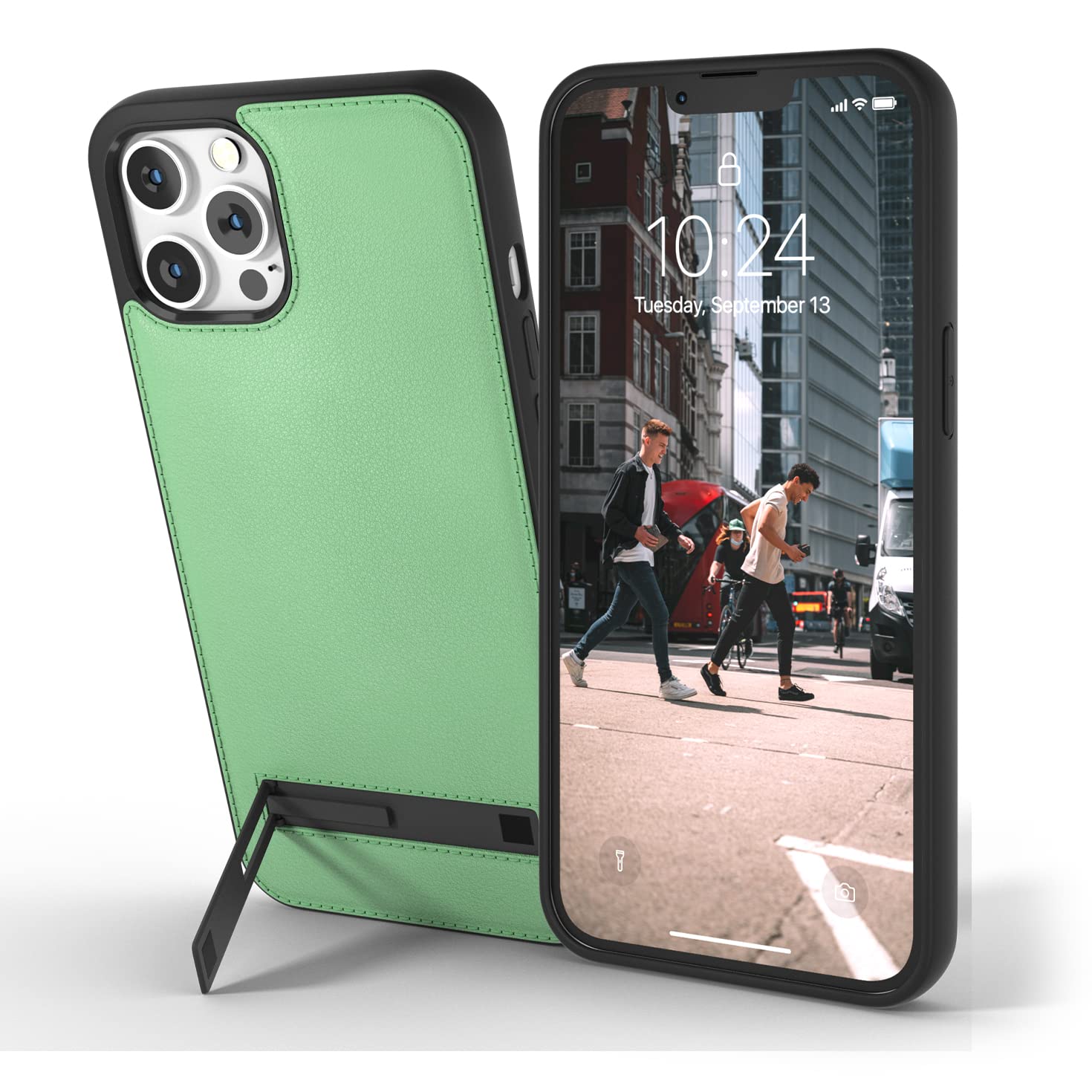 Premium Genuine Leather iPhone 12 Pro Max Case with Kickstand & MagSafe Compatible | Snakehive Metro Leather Phone Cover | Perfect for Work, Travel & Daily Protection (Green)