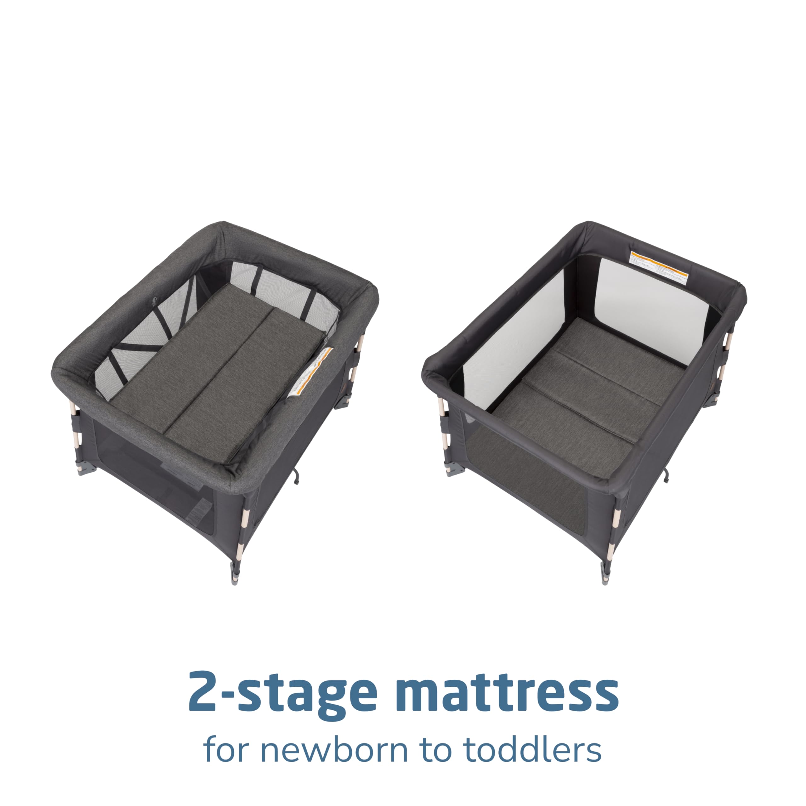 Maxi-Cosi Swift Baby Playpen with Mat - Portable Play Yard for Infants & Toddlers, Includes Bassinet & Pack n Play - Classic Graphite | Indoor & Outdoor Use for Home, Travel & Daycare