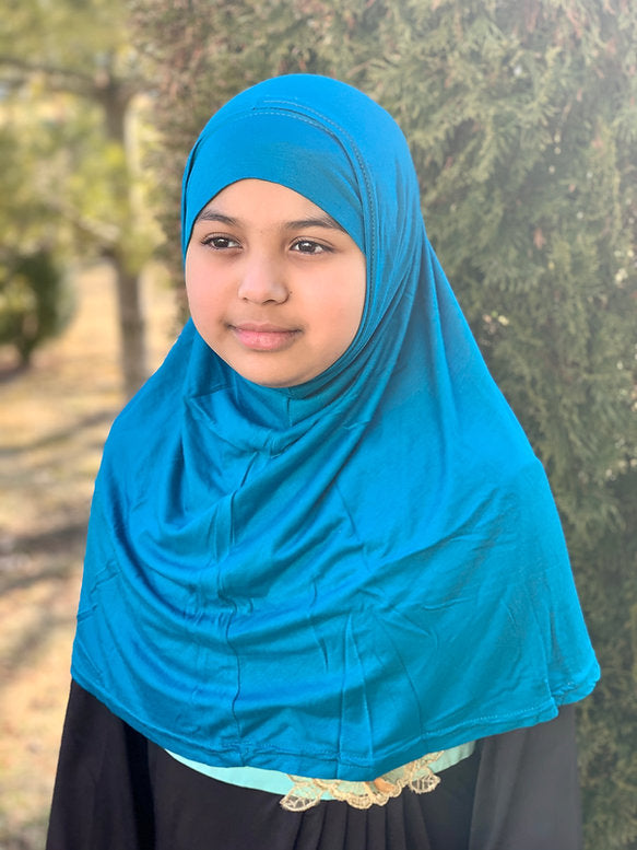 Two Piece Amira Hijab Set - Polar Blue Color - Modest Muslim Women's Scarf for Daily Wear & Special Occasions