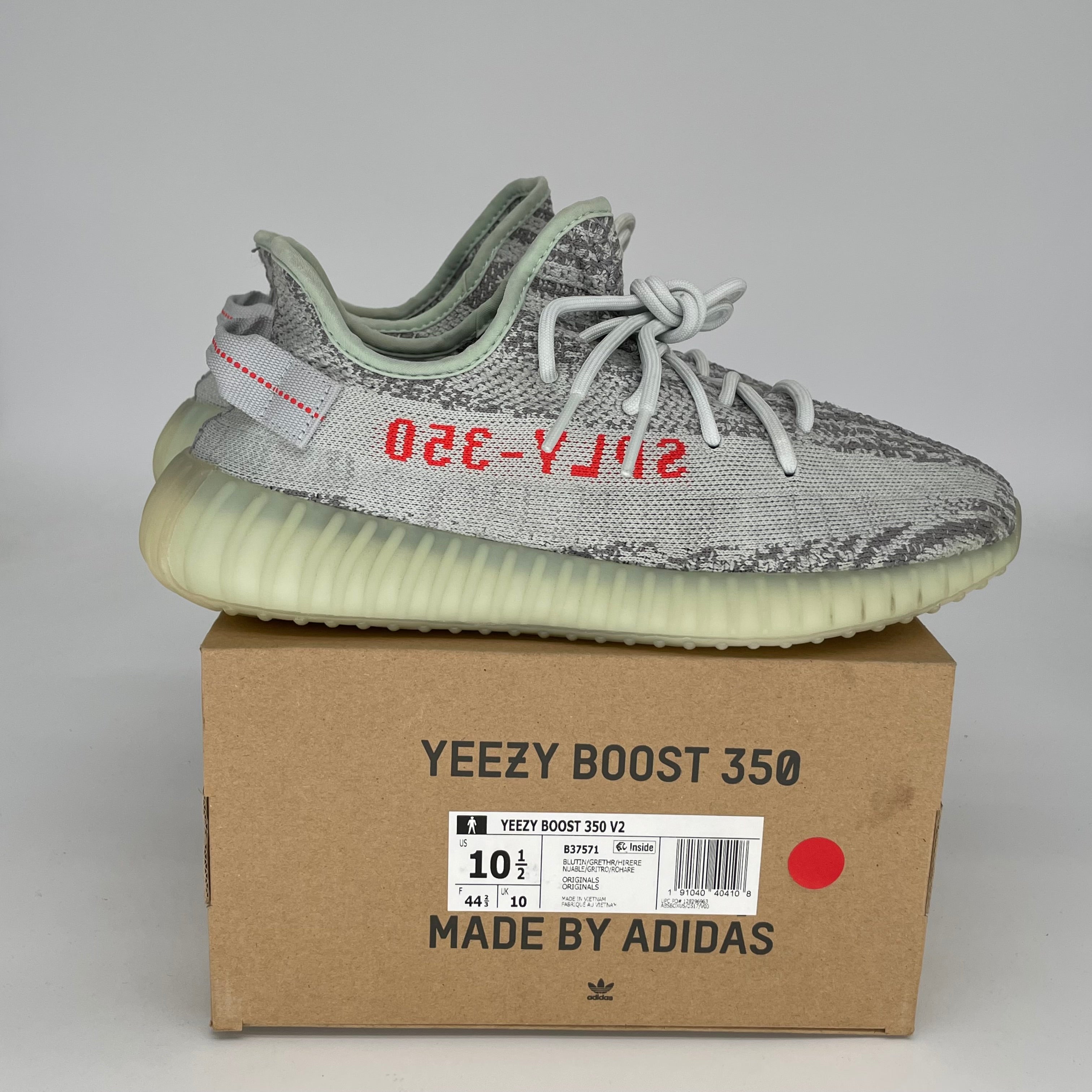 Adidas Yeezy Boost 350 V2 Blue Tint Sneakers - Men's Size 10.5 (B37571) | Comfortable Running Shoes for Casual Wear & Street Fashion
