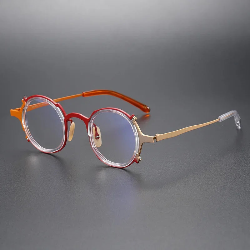 Aror Unisex Full Rim Irregular Round Titanium Eyeglasses 44983 - Lightweight & Durable Titanium Frame for Men & Women - Perfect for Reading, Working & Fashion Accessories