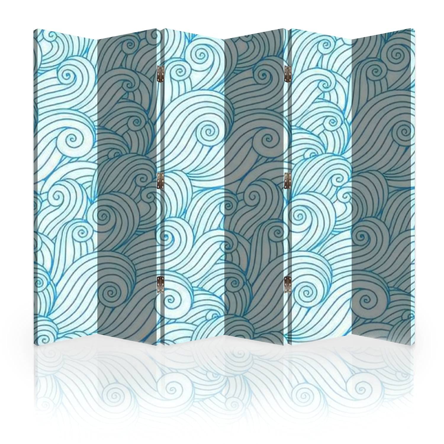 6-Panel Wavy Canvas Room Divider Screen - Wave Pattern Privacy Partition & Wall Separator for Home, Office, and Events | Foldable Space Divider for Bedrooms, Living Rooms, and Studios