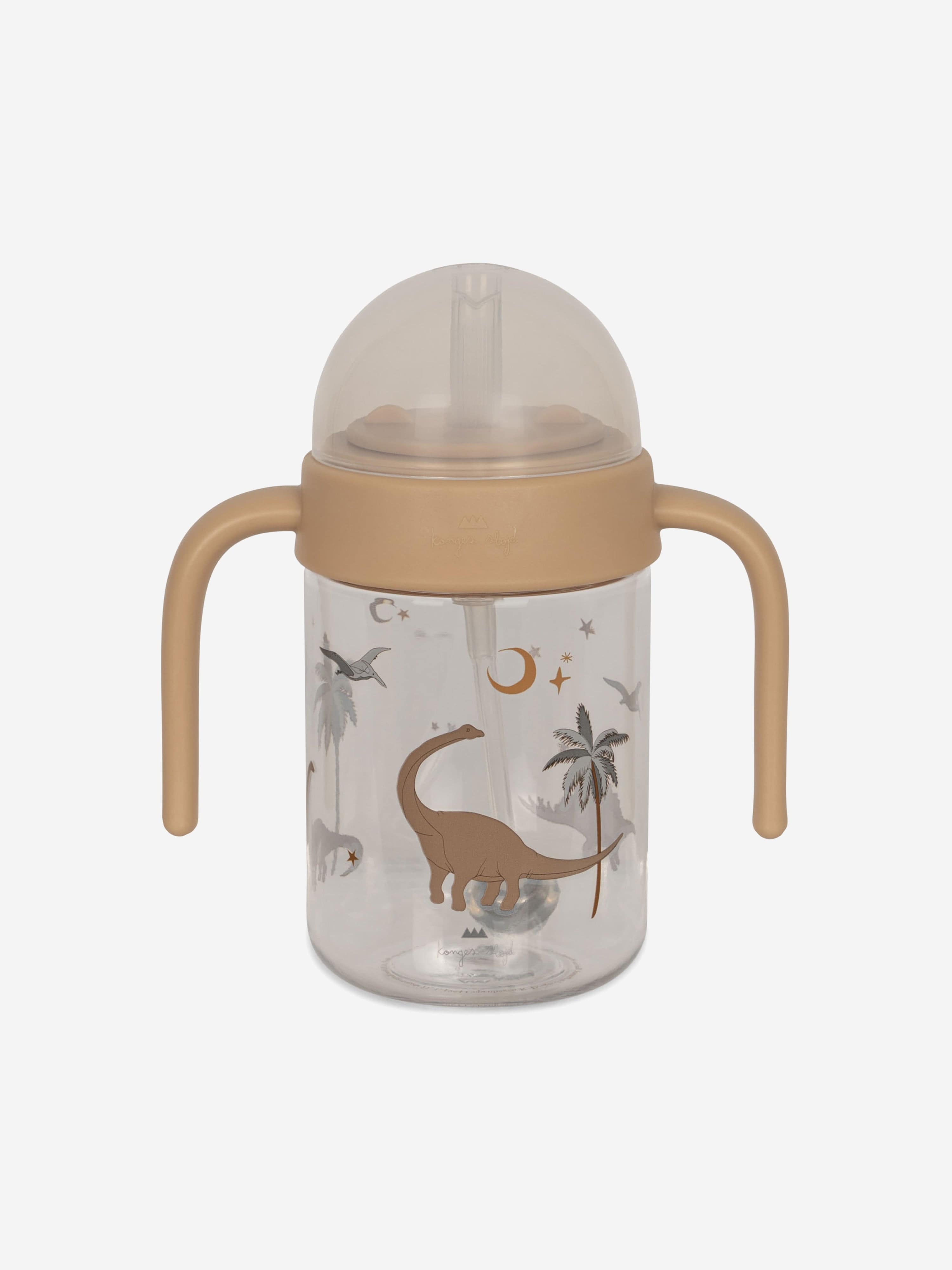 Beige Baby Dinosaur Water Bottle with Handle - 15cm Cute Kids Drinking Bottle for School, Travel & Outdoor Activities