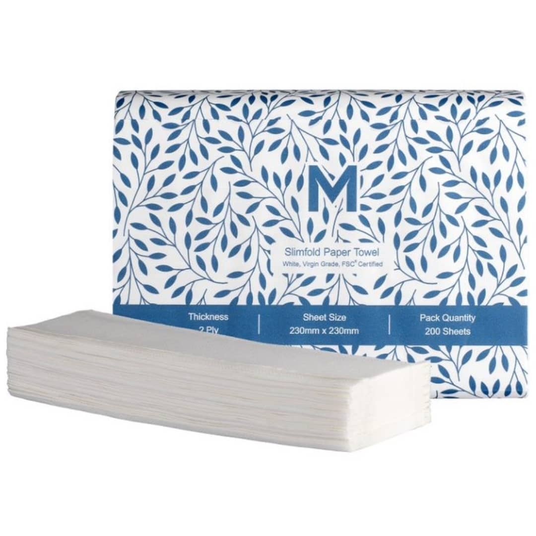 Quilted Slimfold Paper Towels - White, 230mm x 230mm, 2 Ply, FSC® Certified, 3000 Sheets per Box | Premium Absorbent Kitchen & Cleaning Towels for Home, Office & Commercial Use