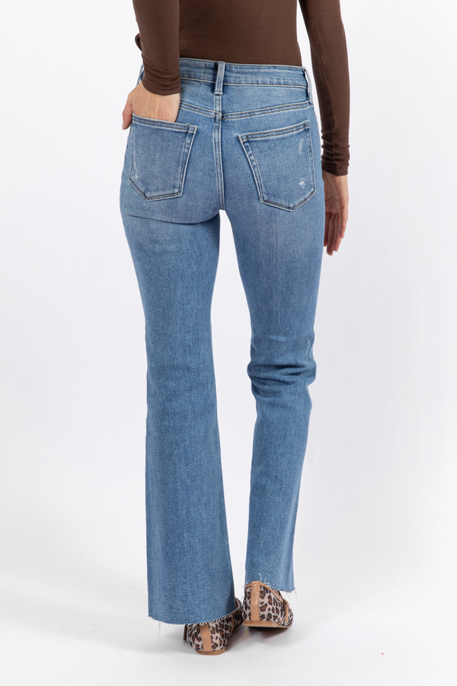 Eve Medium Wash Flare Jeans for Women - High Waisted Retro 70s Denim Pants | Casual Outfit, Vintage Style, Everyday Wear