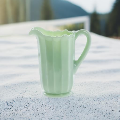 Vintage Jadeite Glass Pitcher - Mosser Glass 5-Cup Paneled Pitcher for Iced Tea, Lemonade & Cocktails - Retro Kitchen & Barware for Home & Restaurant Use