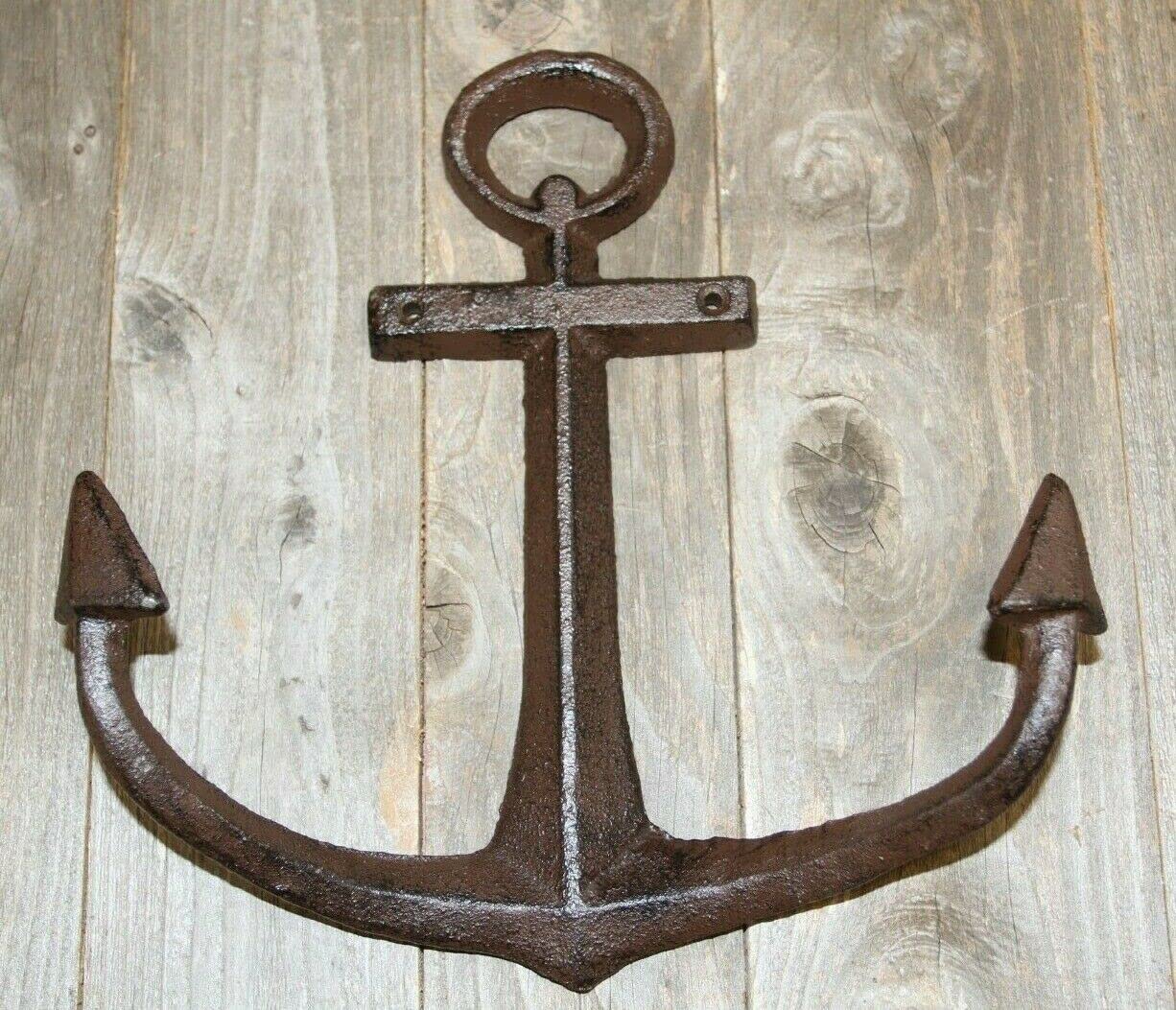 Pack of 4 Large Nautical Wall Anchor Decorations - Heavy Duty Cast Iron Hooks for Coastal Home Decor (BL61b) | Perfect for Beach House, Boat Room & Seaside Themed Interior Design