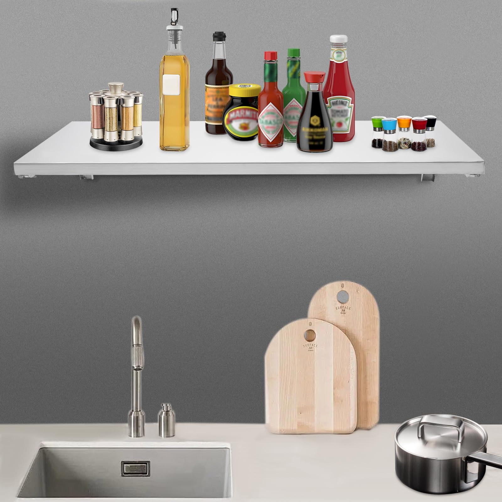 Stainless Steel Folding Concession Shelf 35.43