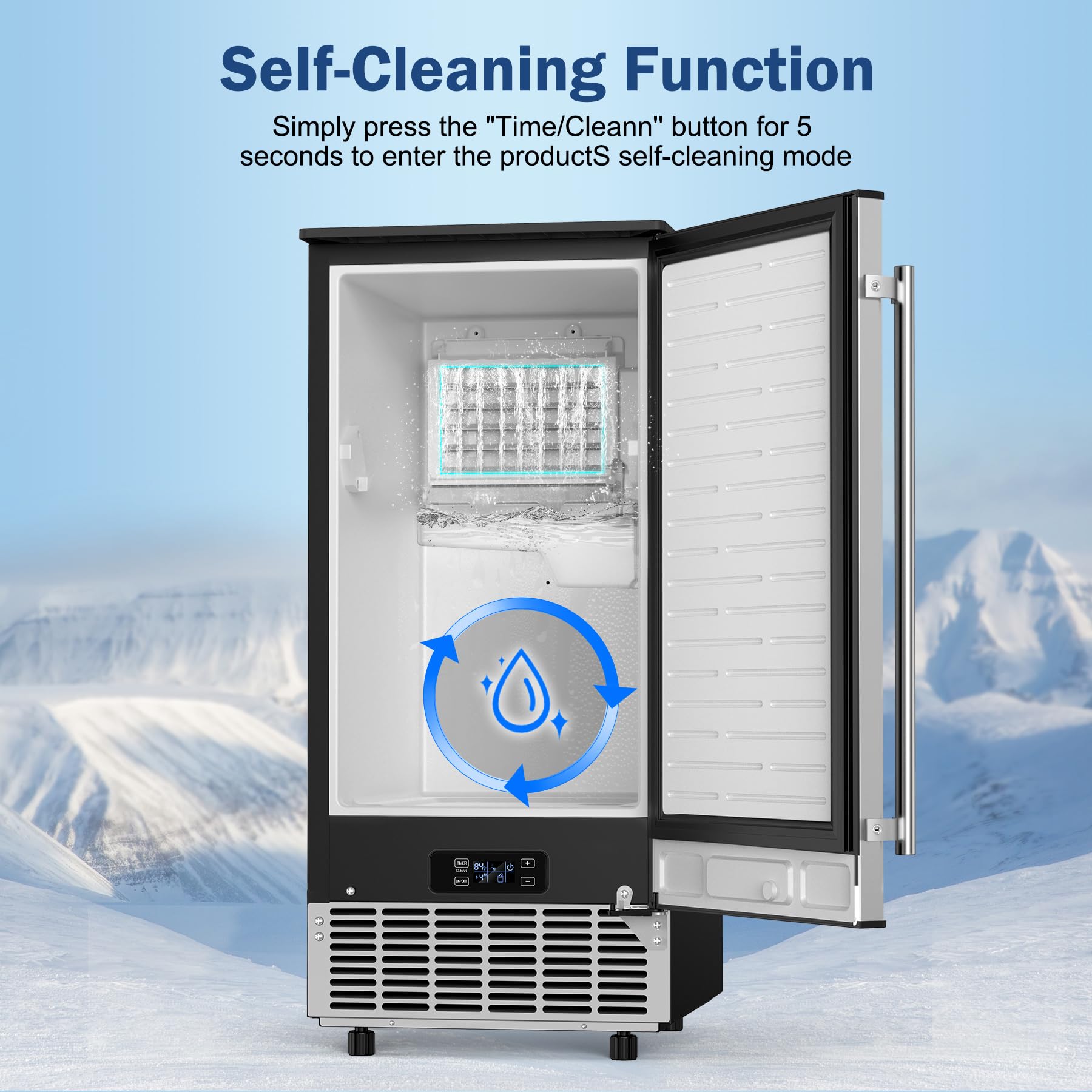 Under Counter Ice Maker Machine - 95Lbs/Day Capacity with 35Lbs Storage Bin, Makes 40 Ice Cubes in 10 Minutes, Reversible Door - Built-in Commercial & Home Use for Bars, Restaurants, Offices, and Parties