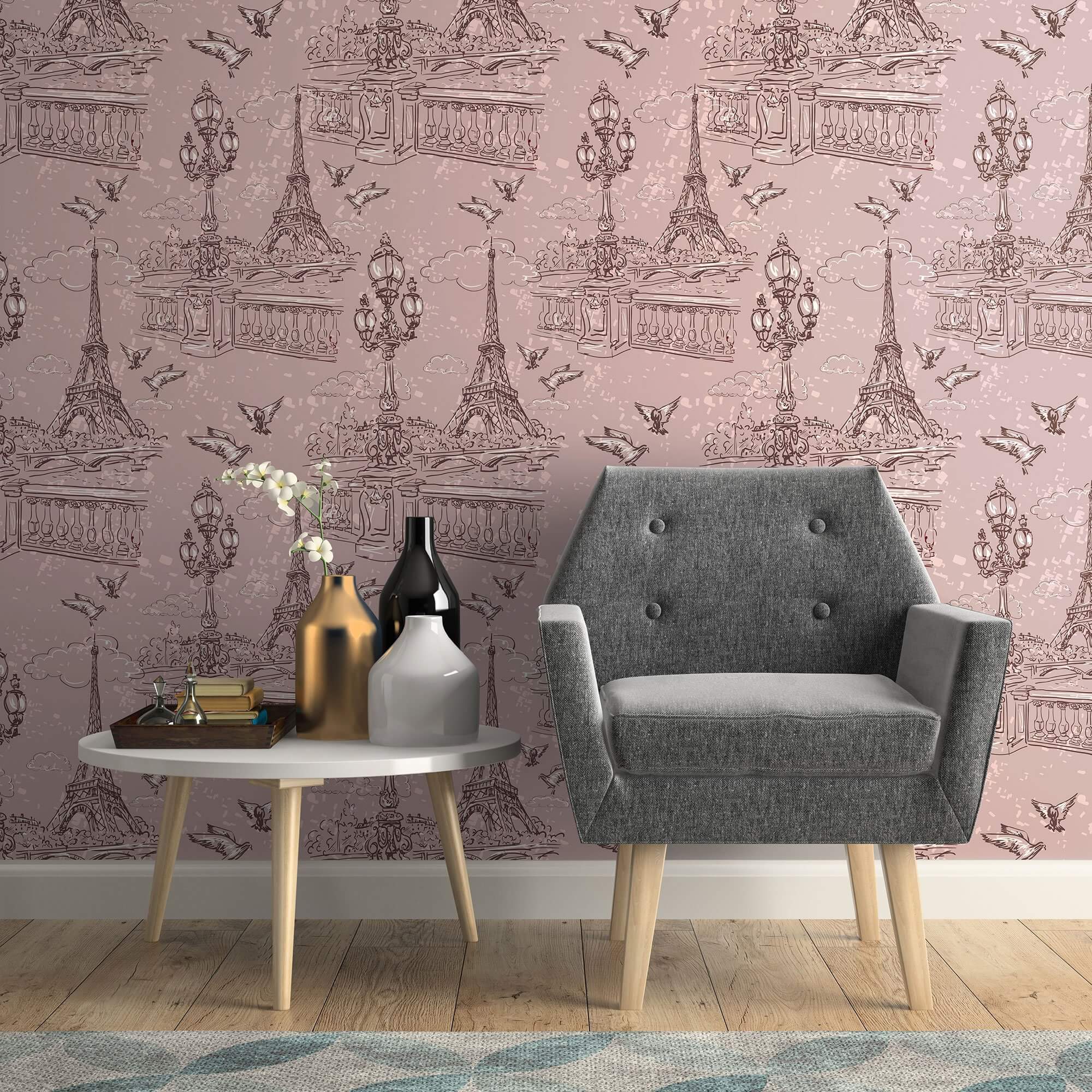 Grey Travel Themed Peel and Stick Removable Wallpaper - Self-Adhesive Decorative Wall Covering for Home, Office & Nursery - Easy to Install & Remove - 8500 (Perfect for Bedroom Accent Walls, DIY Home Decor & Rental Apartments)