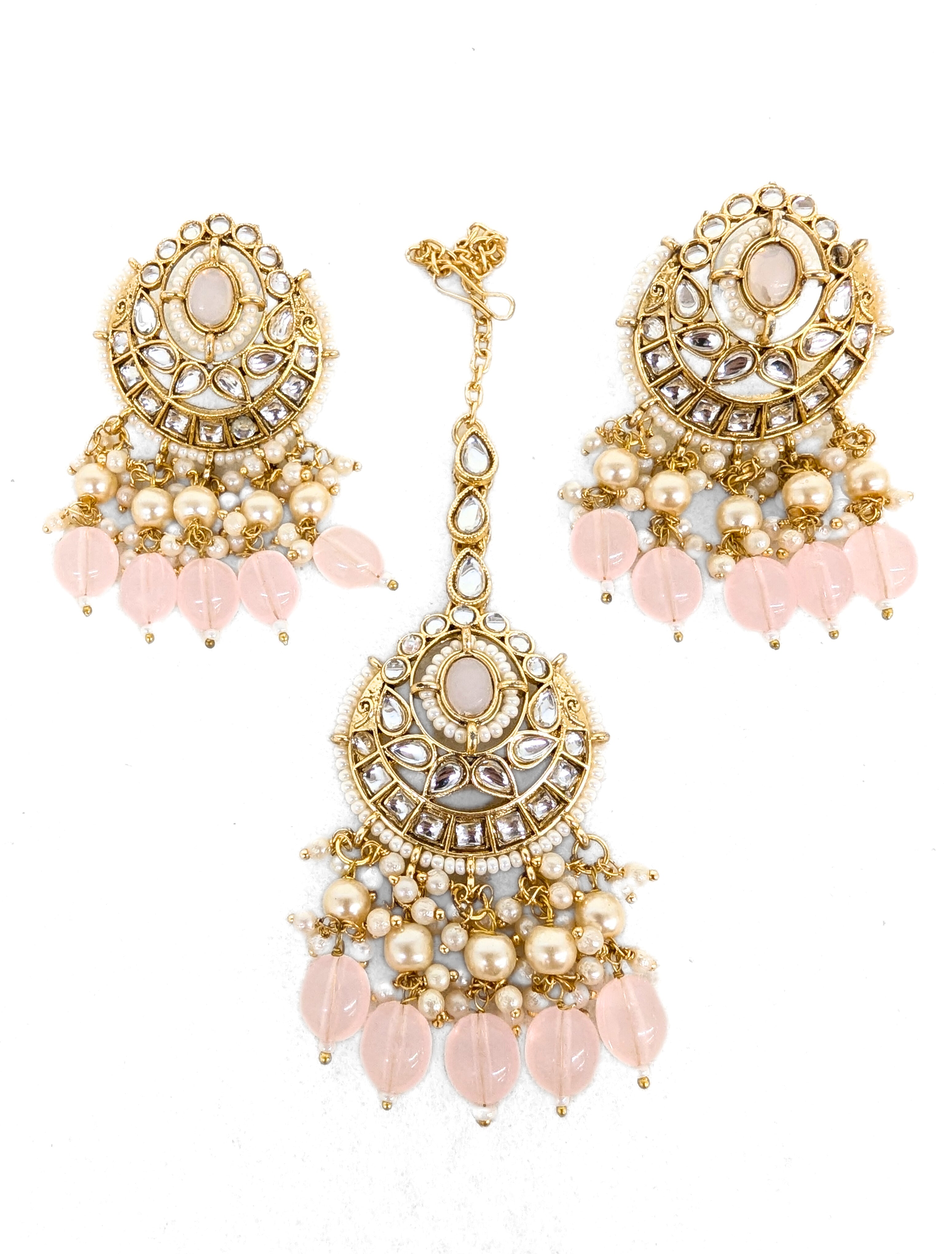 Lisa Earring with Tikka - Elegant Indian Bridal Jewelry for Weddings, Parties & Festive Occasions | Gold-Plated Handmade Accessories